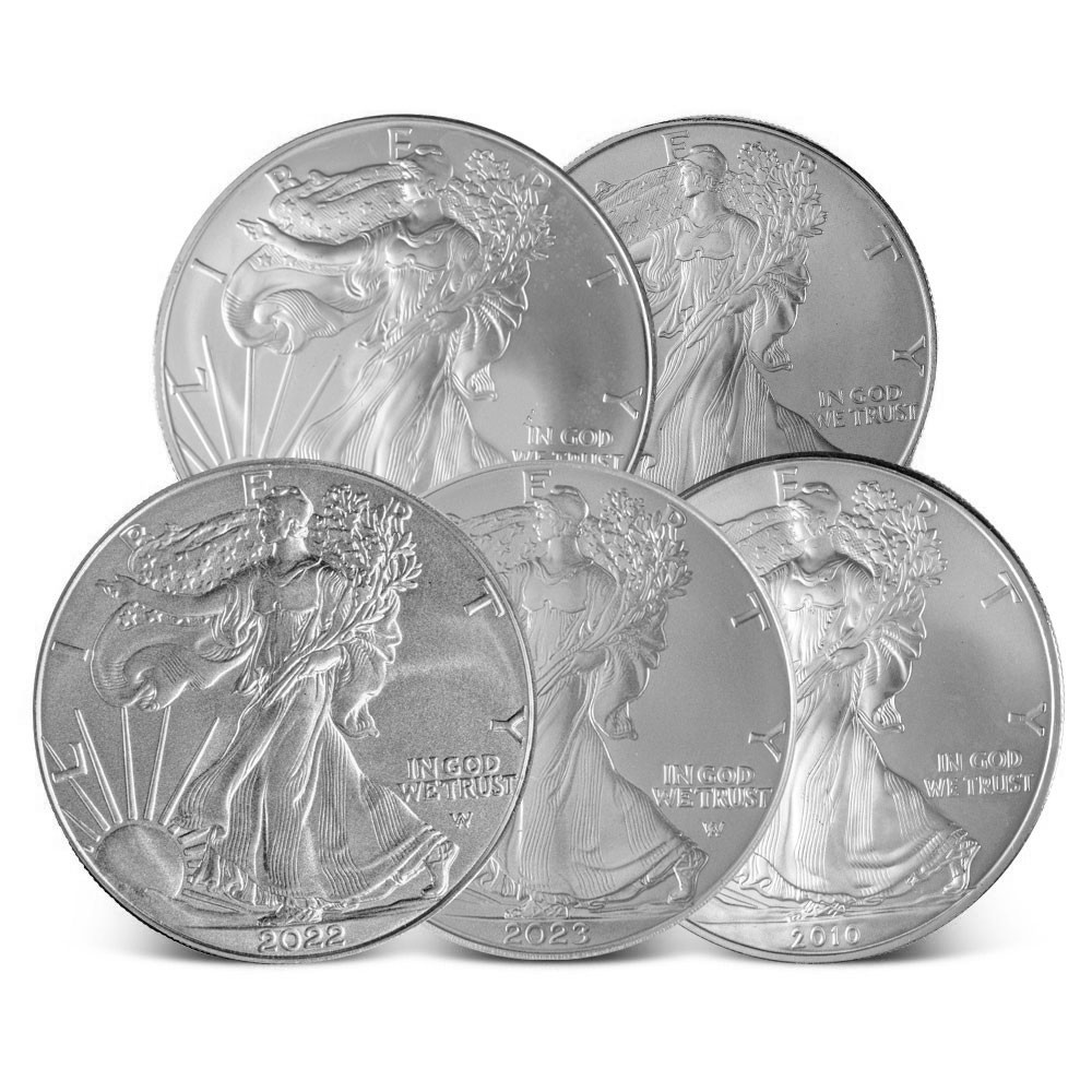 1 oz American Silver Eagle Coin (Random Year - Lot of 5)