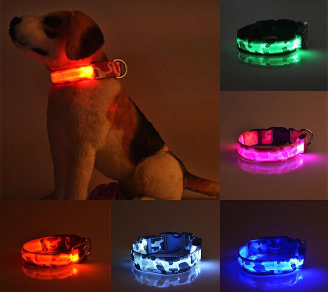 RECHARGEABLE LED PET GLOW COLLAR dog cat safety neck harness flash light USB