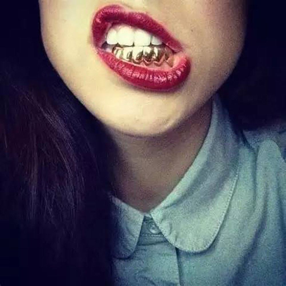 14K Gold Plated HipHop Teeth Grillz Top&Bottom Grill Set Bonus Wax*HIGH QUALITY*