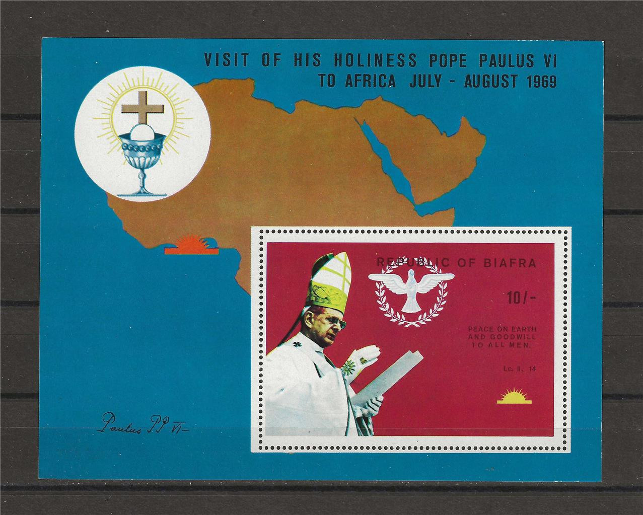Biafra 1969 Sc# 31 Pope Paul souvenir sheet MNH