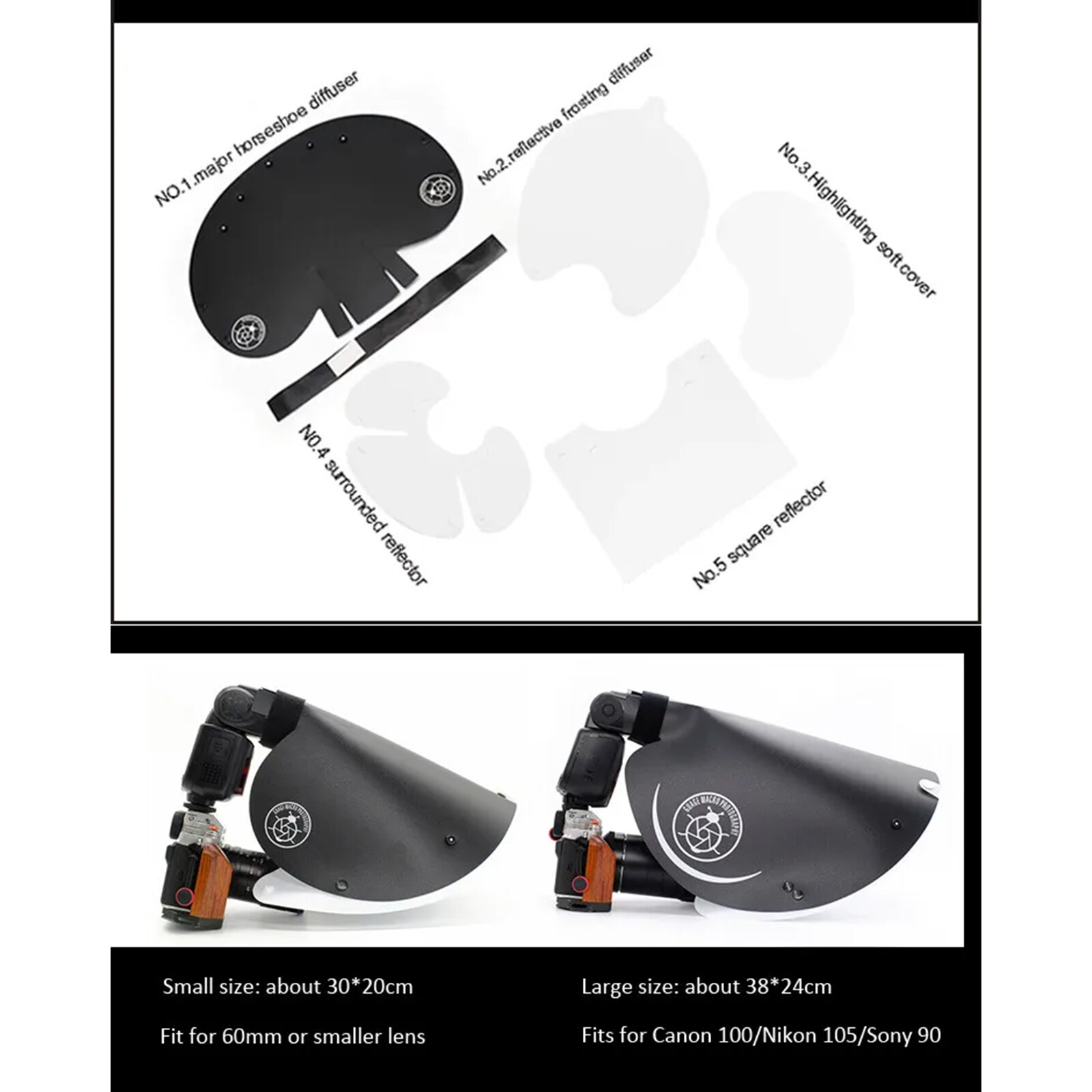 Macro Diffuser Reflector Soft Light Cover For Canon 100 Sony 90 Nikon 105 Lens