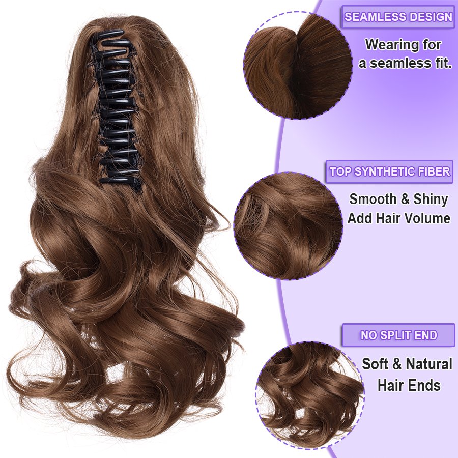 14" Short Claw On Ponytail Hair Extensions Natural Clip Pony Tail Thick As Human