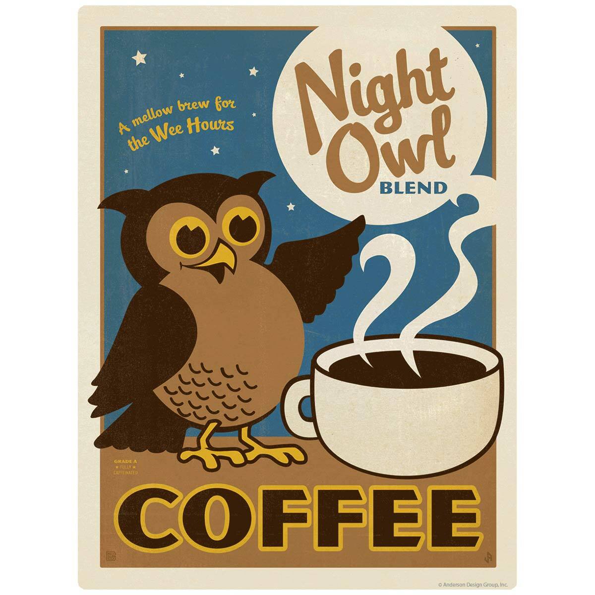 Night Owl Coffee Decal Peel and Stick Decor
