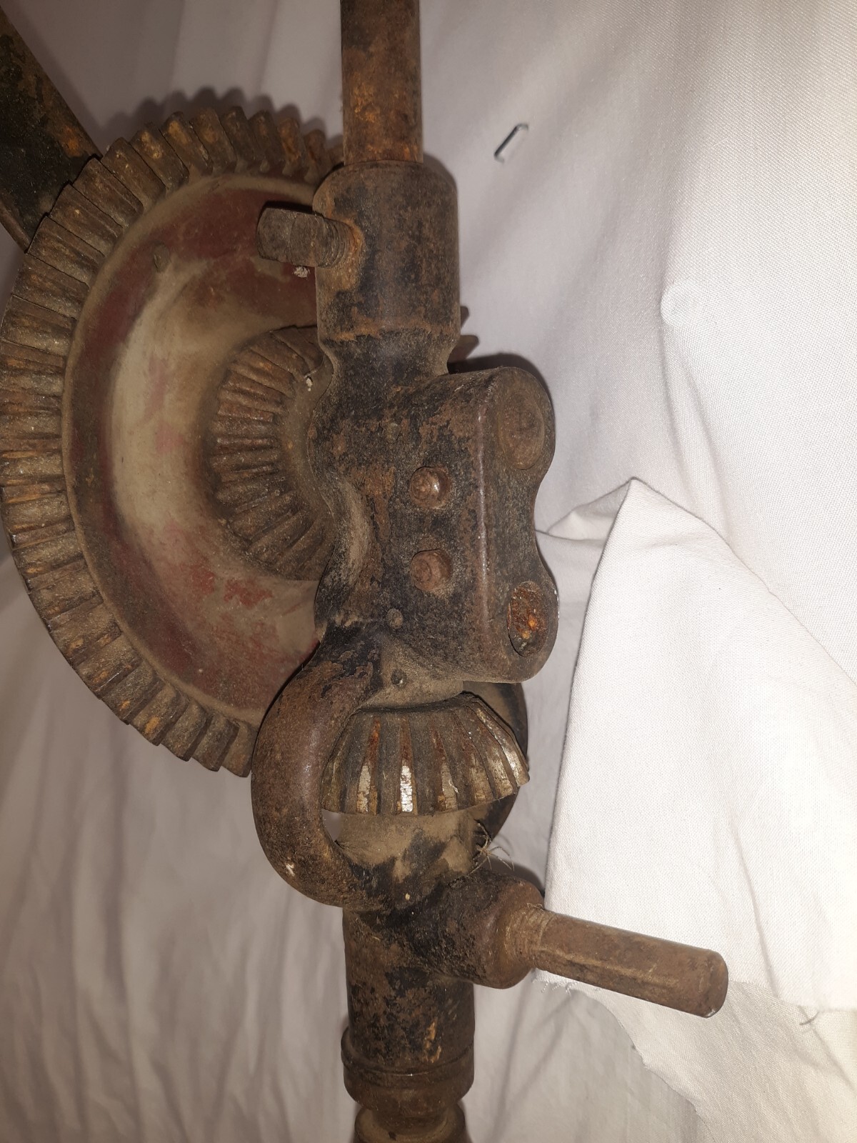 Antique Split Frame Hand Crank Drill Shoulder Brace with 2 Jaw Chuck 15"