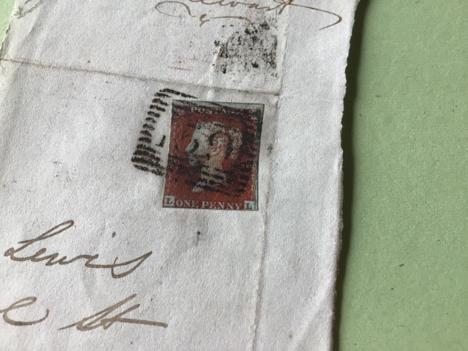 Penny red 1844 Glasgow part cover A6386