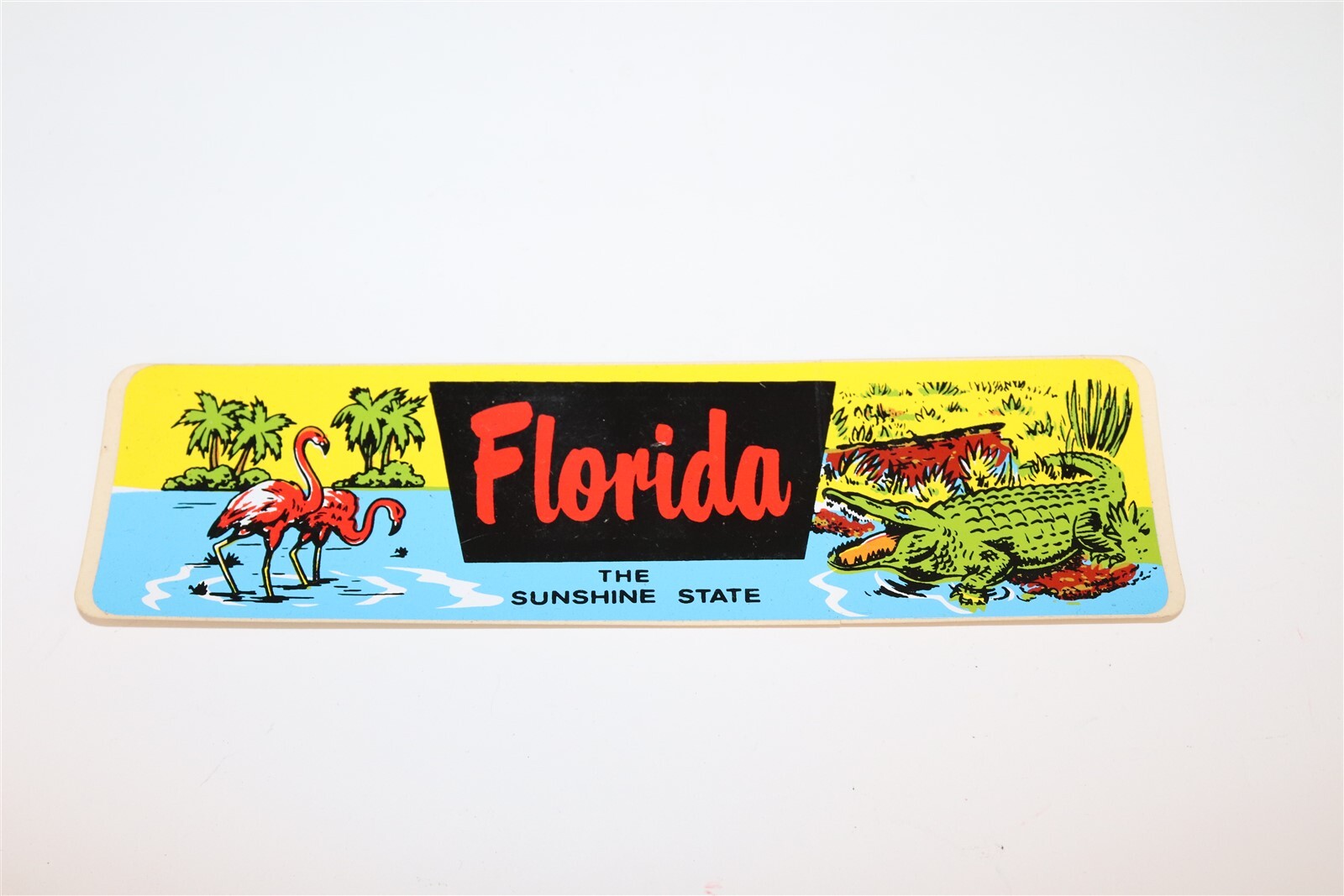 VINTAGE - FLORIDA THE SUNSHINE STATE STICKER FLAMINGO / GATOR -