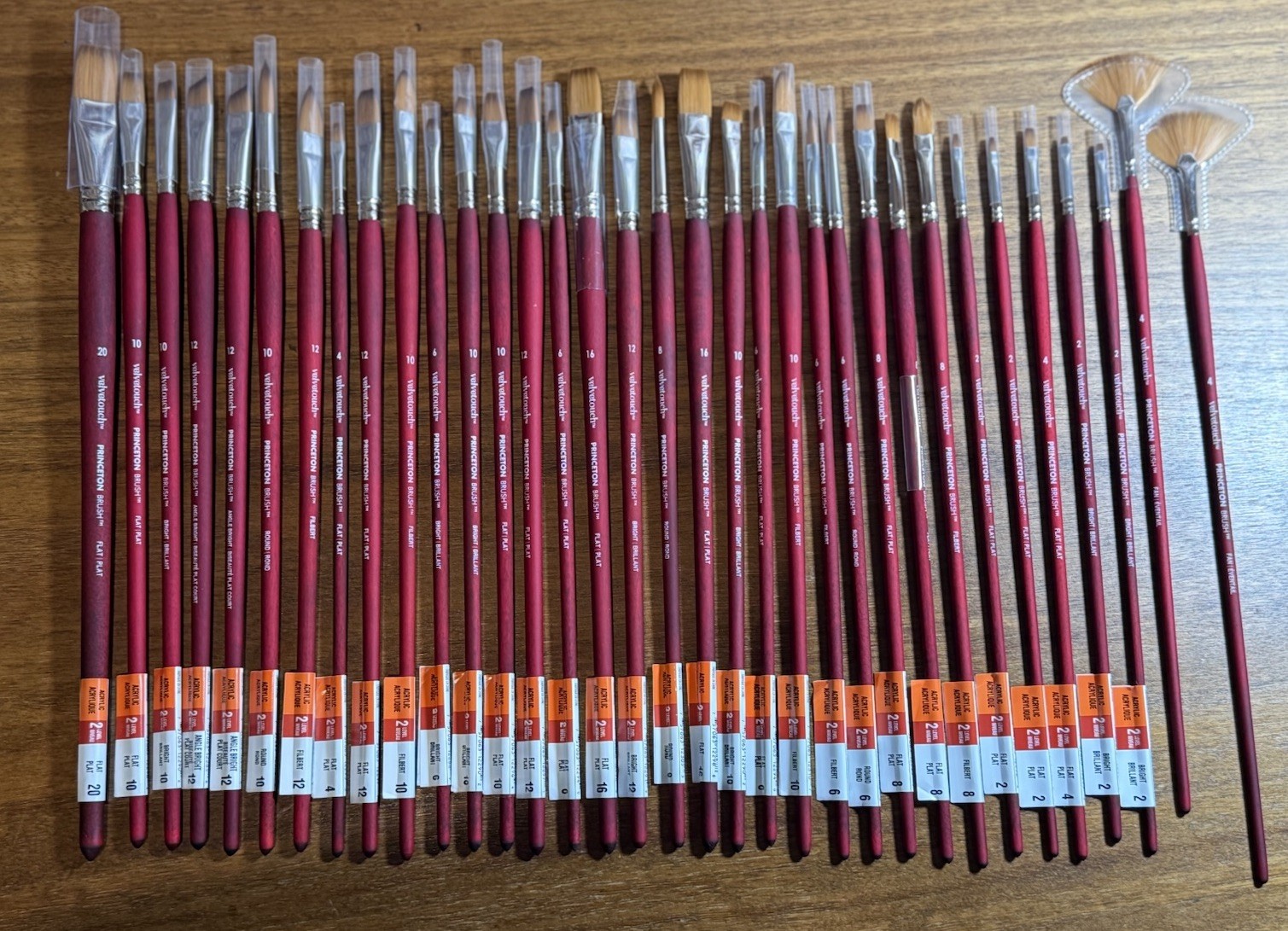 Princeton Velvetouch Watercolor/acrylic Paint Brushes! Lot of 34! NEW/FREE SHIP!