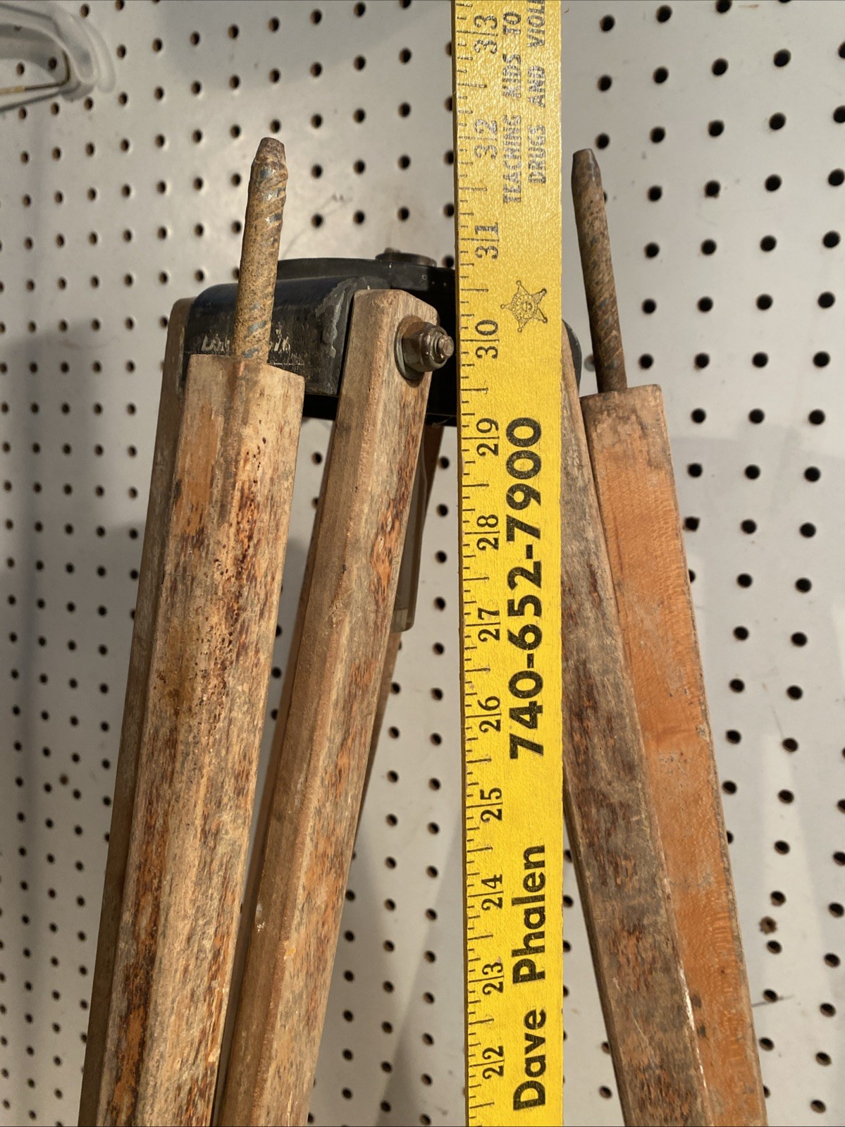 Antique Wooden Survey Tripod Floor Lamp Transit Upcycled Industrial David White