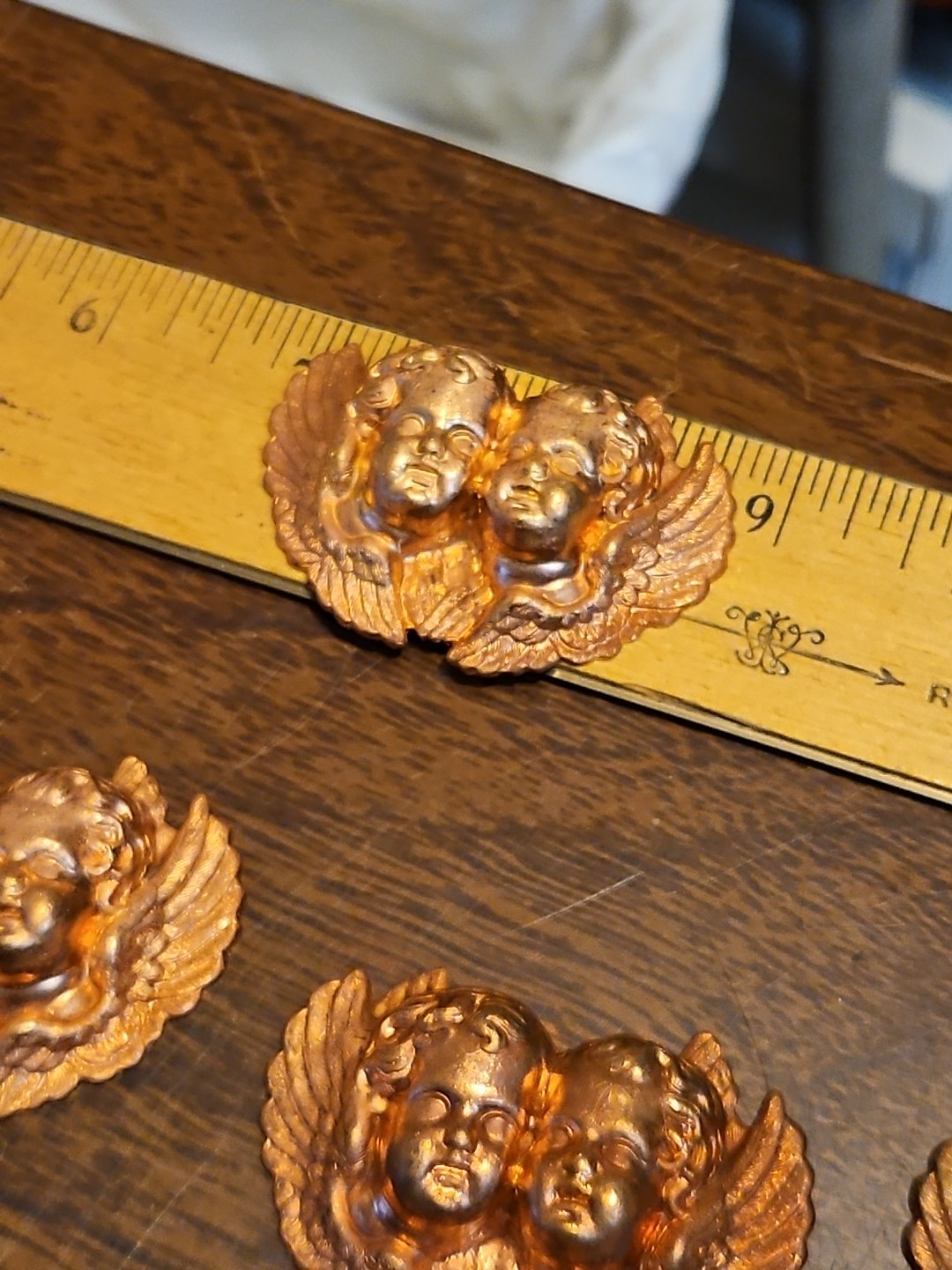 Lot Of 10 Cherub Head Bust France Vintage 60s Brass Stampings Findings Jewelry