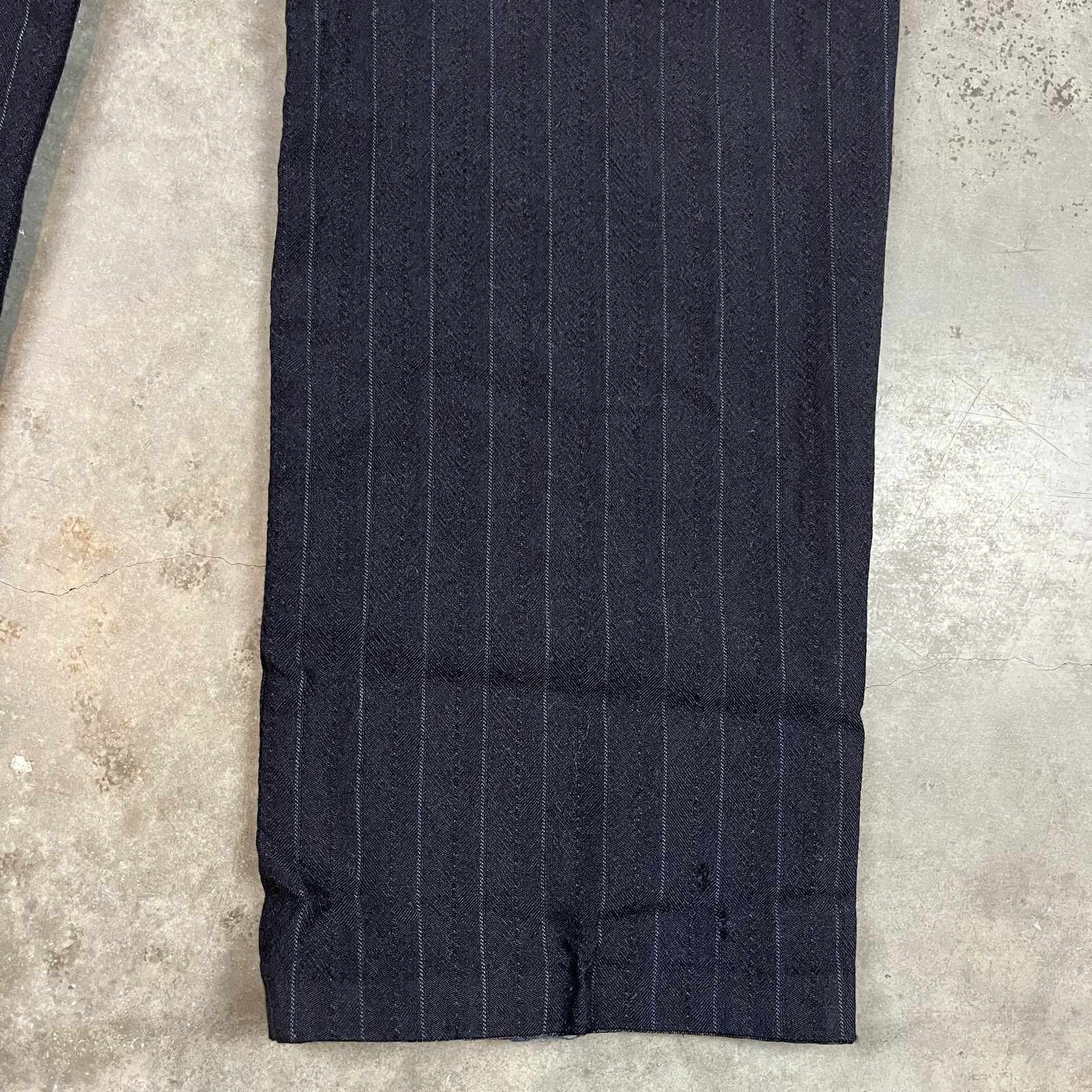 Vintage Wool Blend Pants Mens 32x32 Blue Flaws Distressed Preppy Stripes Preowne