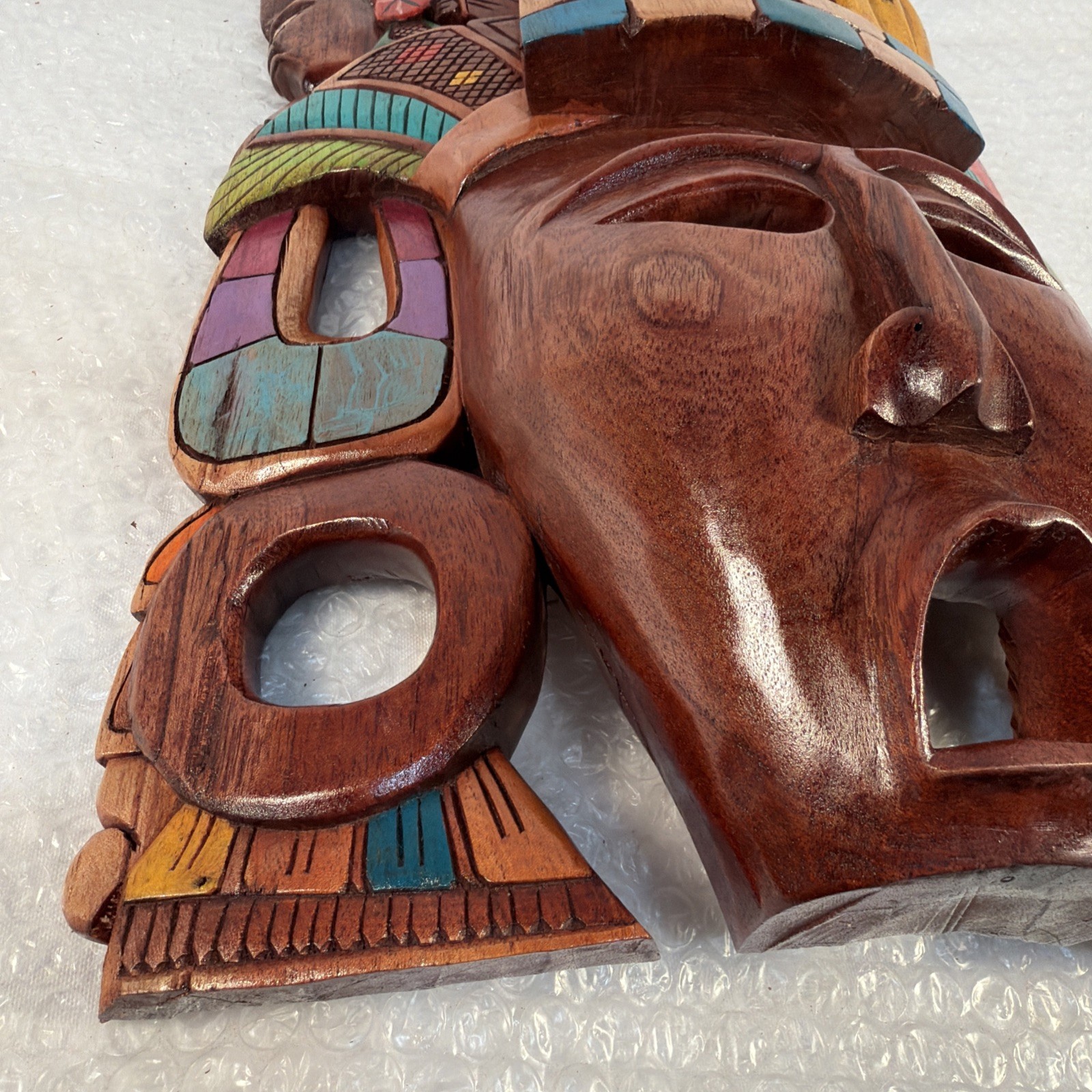 Hand-Carved Wooden Mayan Mask From Mexico