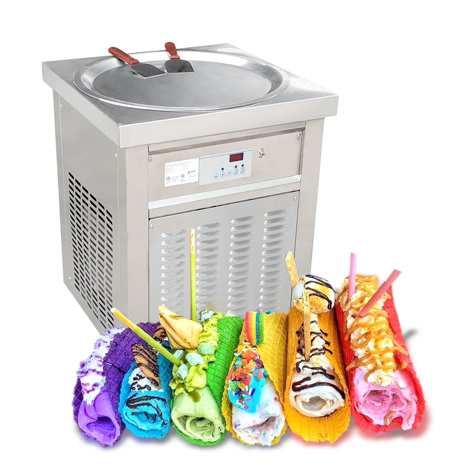 Kolice 55cm (22") round pan fried ice ceram machine, rolled ice cream machine