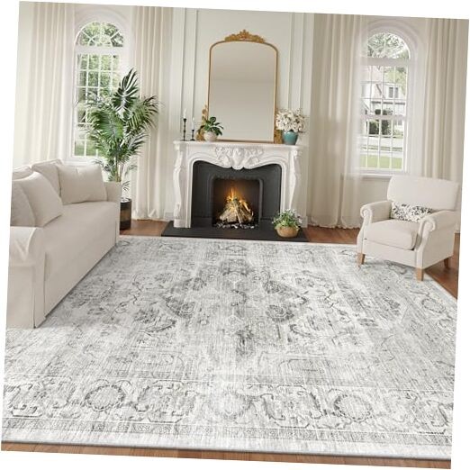 Washable 8x10 Area Rug - Large Soft Rugs for Living Room Vintage Stain
