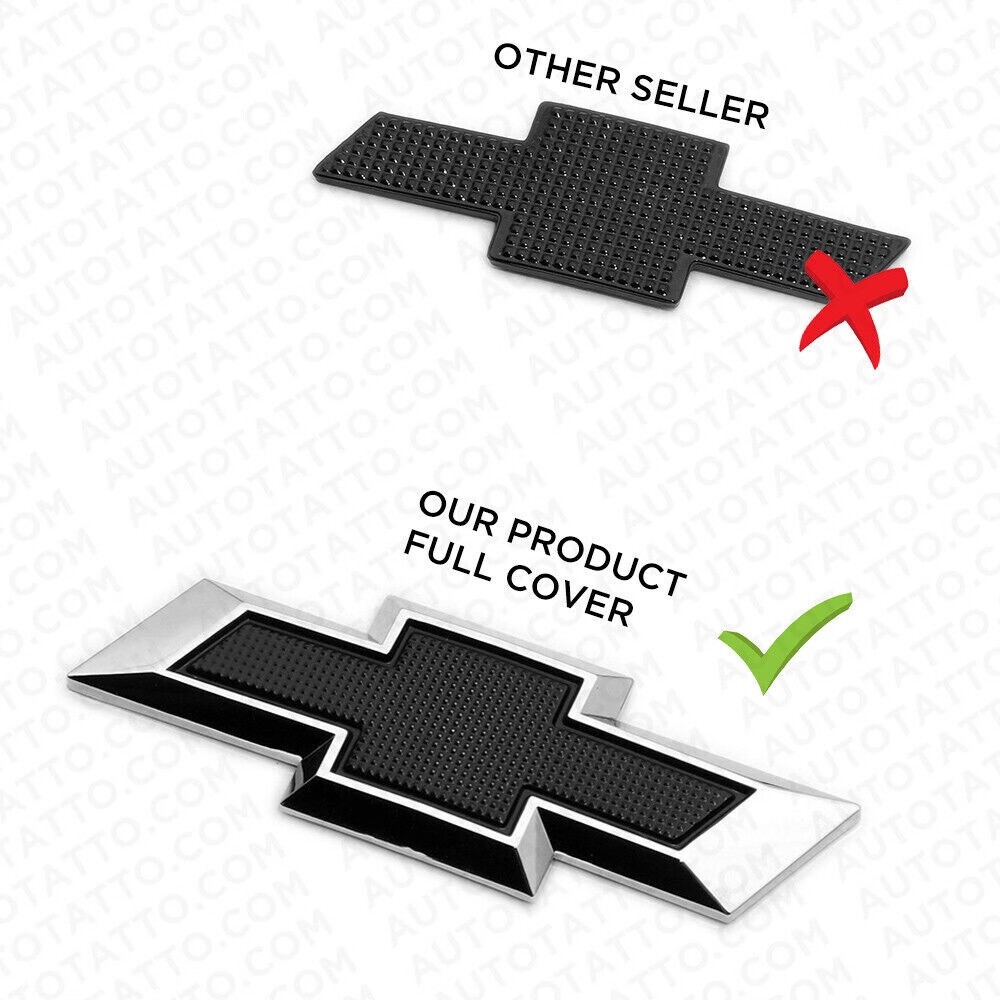 Chrome Black Steering Wheel Bowtie Overlay Chevy Silverado 14-24 Emblem Badge