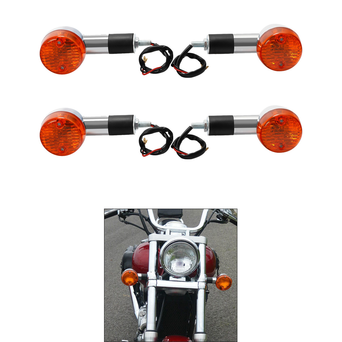 Front Rear Turn Signal Lights For Kawasaki Vulcan750 800 900 1500 1600 1700 2000