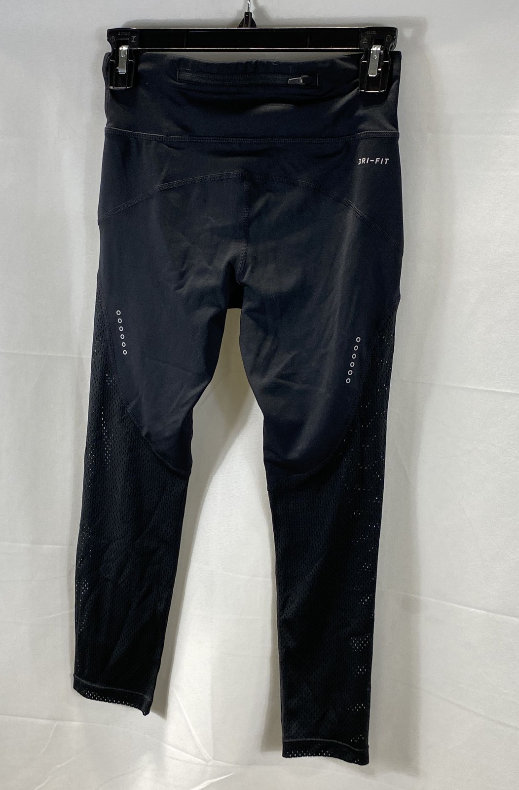 NWT Nike Women's Power Running Capri Leggings Black Dri-Fit Mesh Panel Size XS