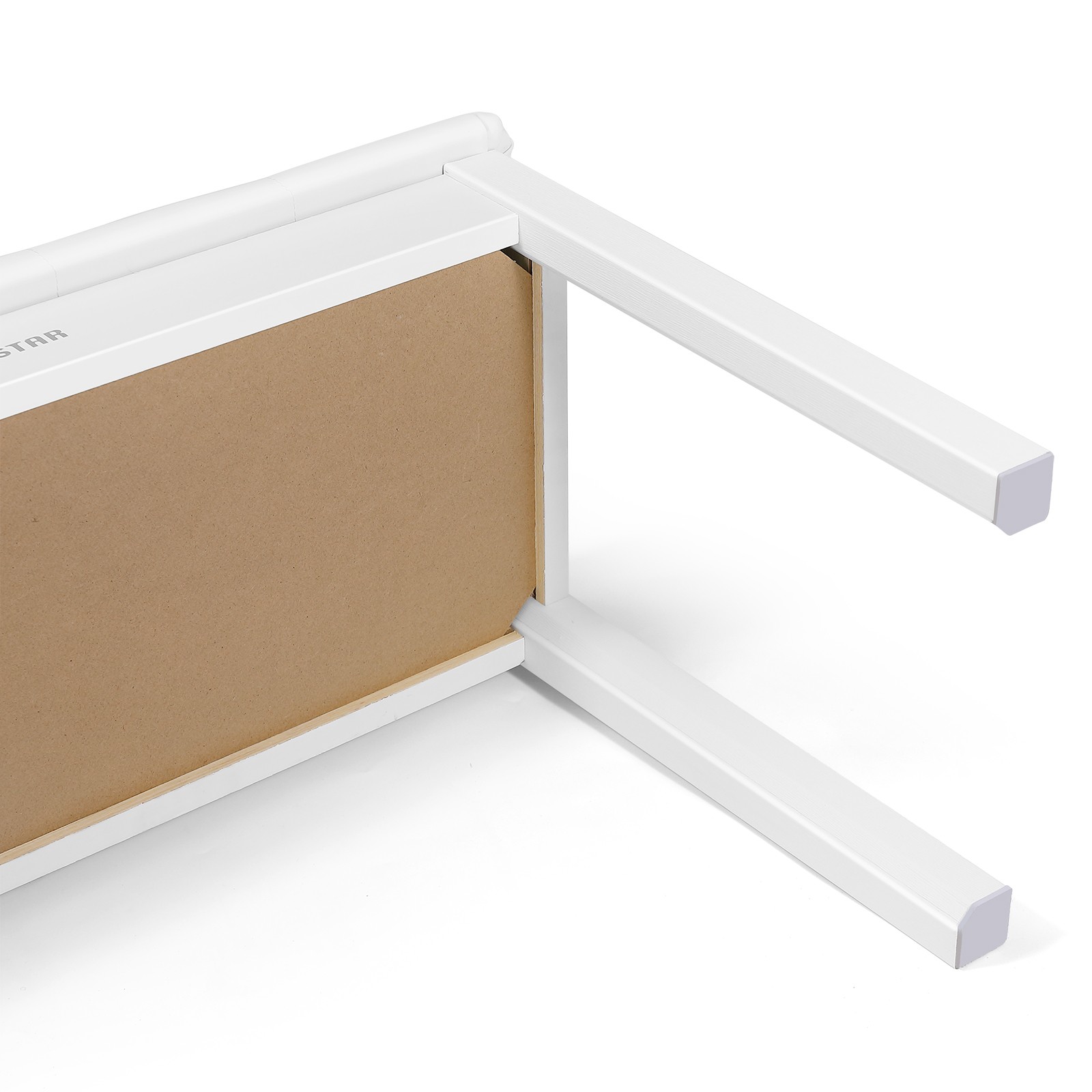 Wooden White Duet Piano Keyboards Bench Vanity Stool with Storage,Padded Cushion