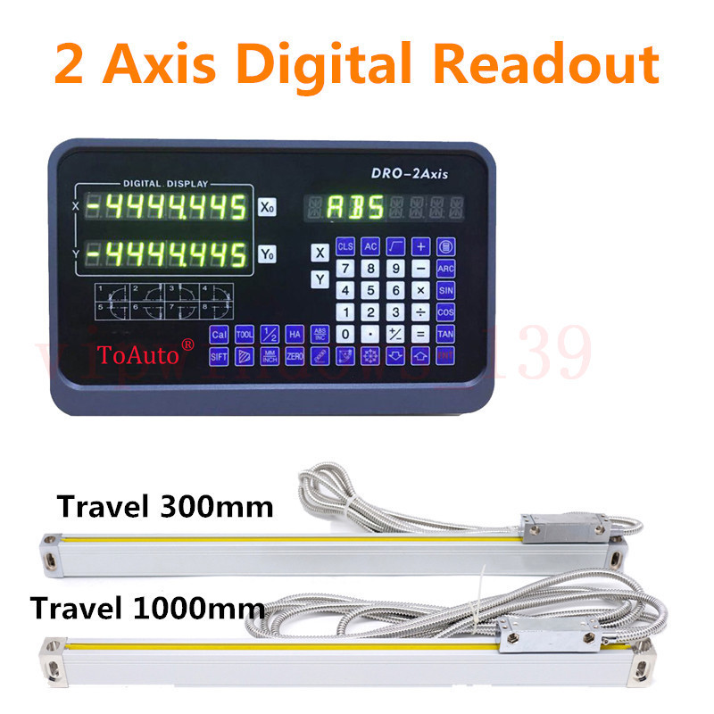ToAuto 12" 40" Linear Scale 2 Axis DRO Digital Readout 5µm for Mill Lathe, US