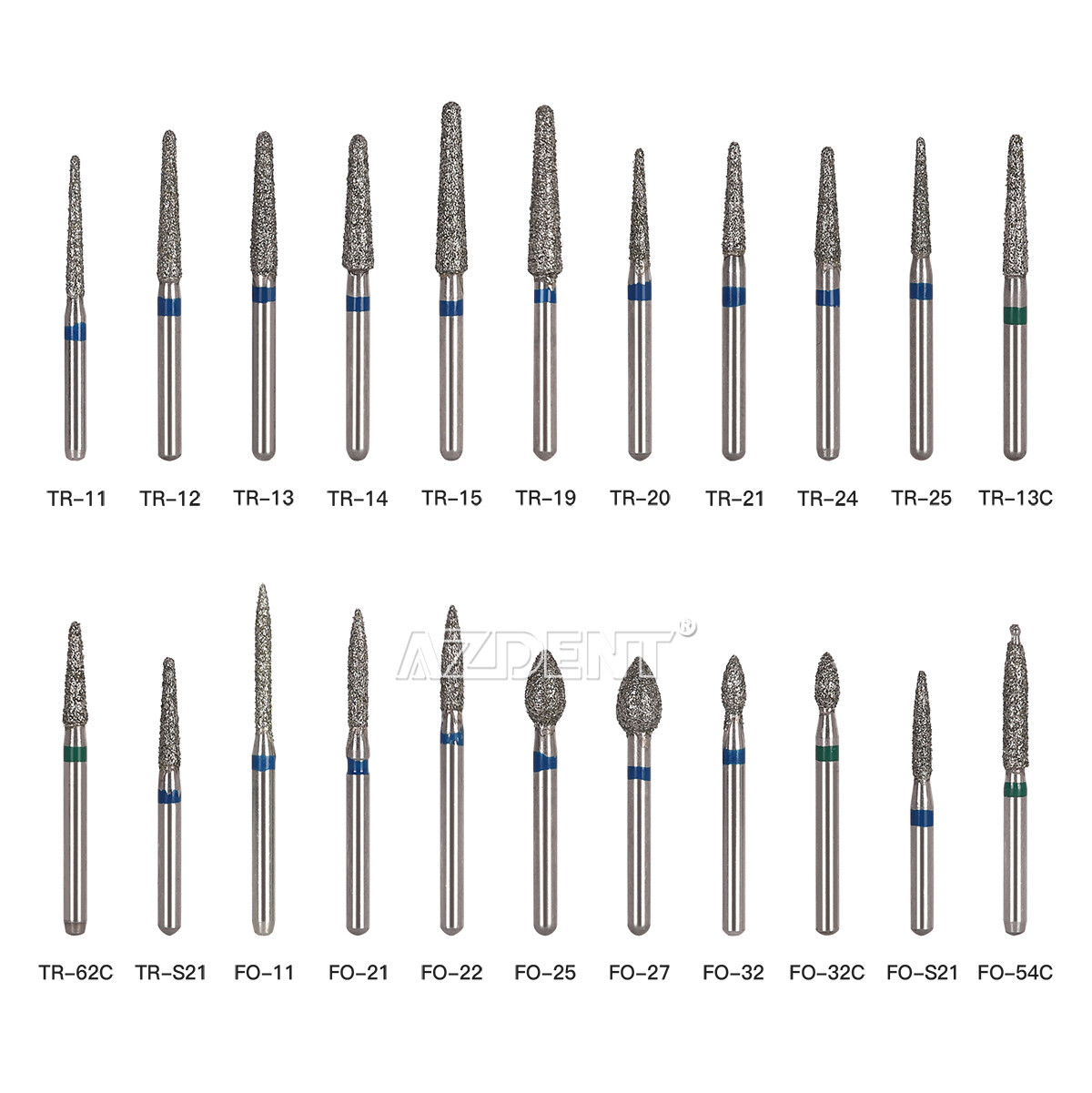 5 uds./1 paquete de fresas de diamante dental AZDENT para piezas de mano de alta