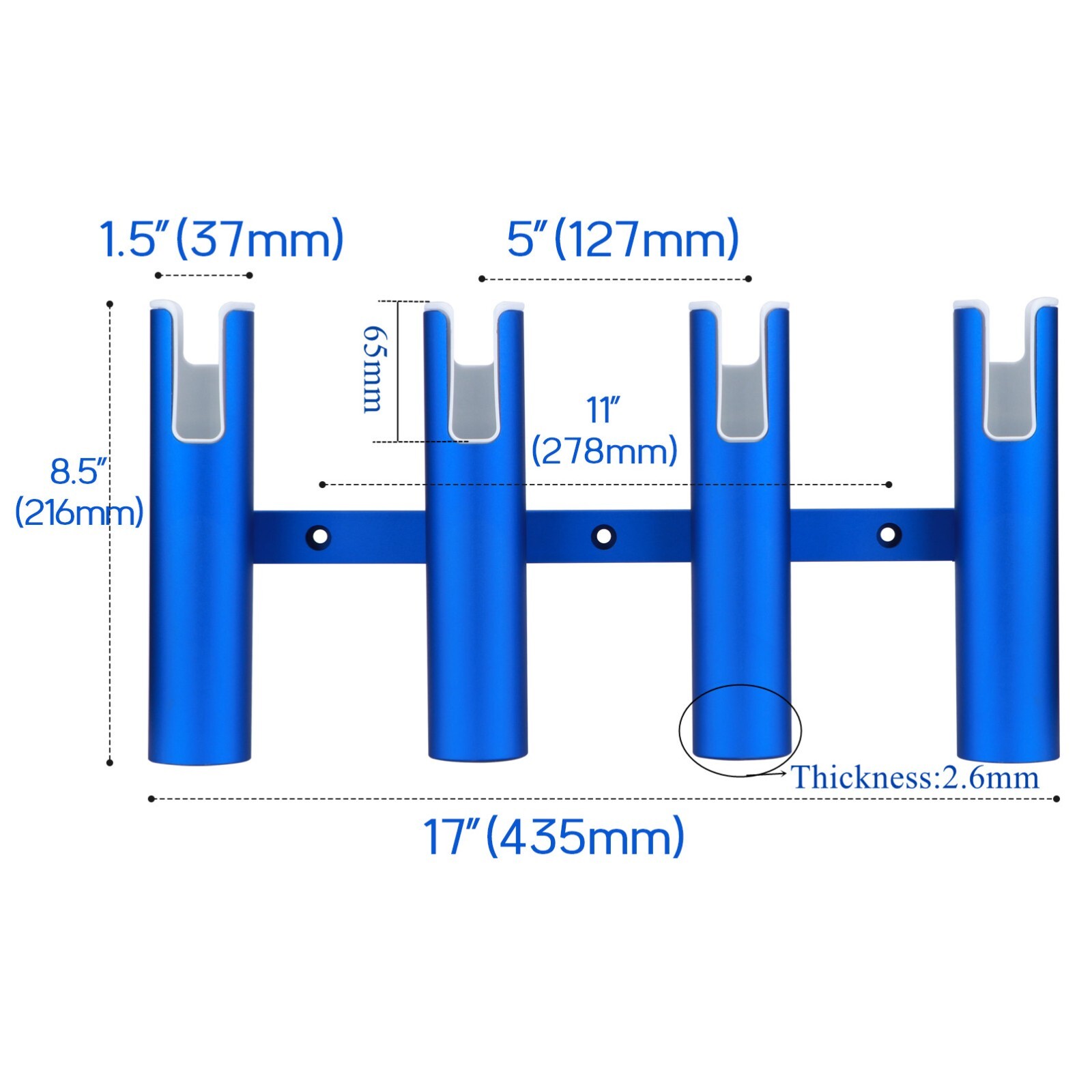 Aluminum 3/4 Tubes Marine Fishing Rod Holder for Boat Blue/Red/Gold/Silver