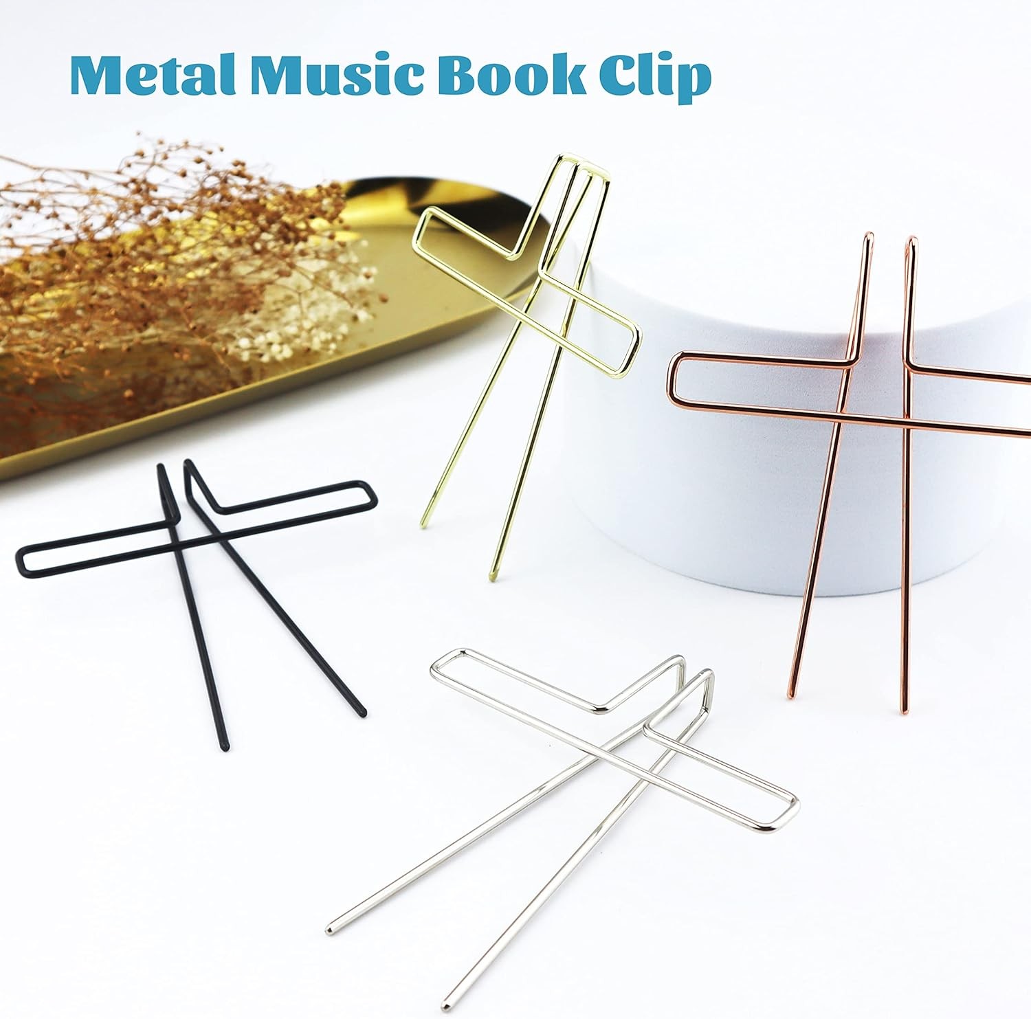 Music Book Metal Clip Pack of 4 Book Page Holder for Reading, 4 Colors Book Open