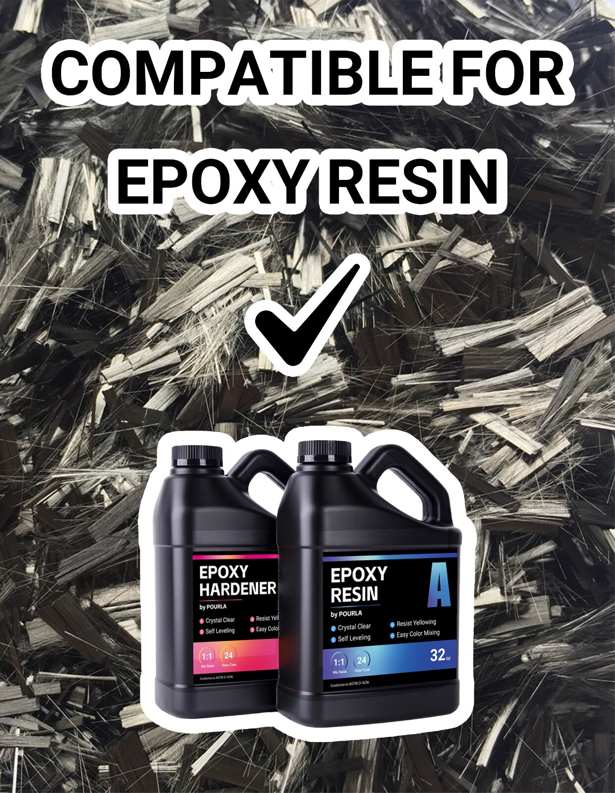 .25'' Chopped Carbon Fiber Flake 1.1 lb - 6mm High Strength Carbon Fiber Flakes