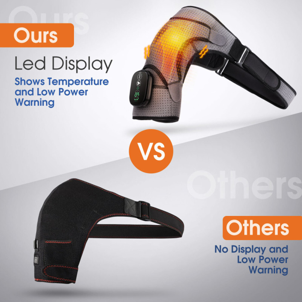 Electric Heated Shoulder Joint Brace Support with Vibration Relief Pain Massager
