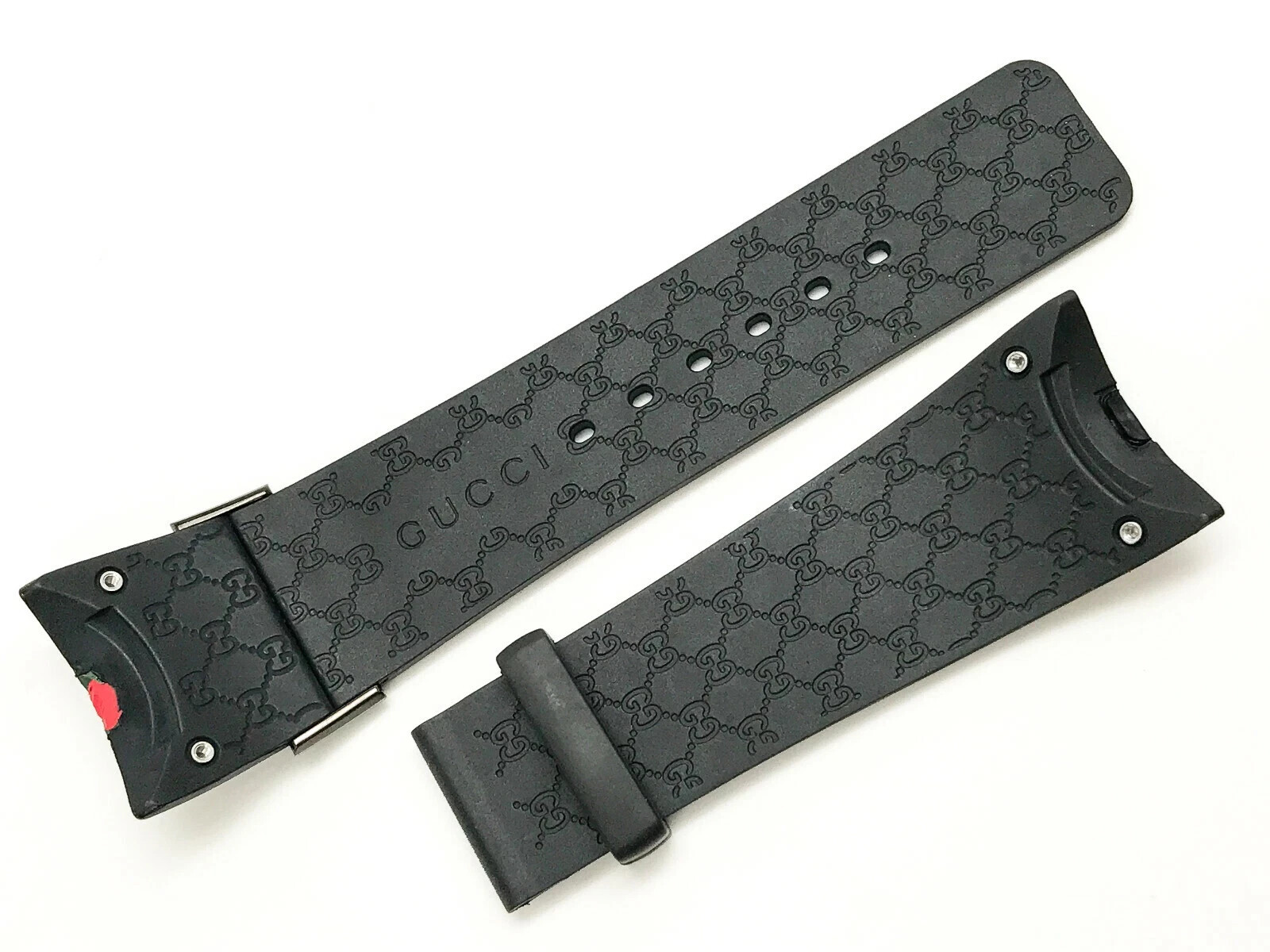 26mm I-Gucci 114-2 Genuine OEM Replacement Black Rubber Band Gucci YA114207 NEW