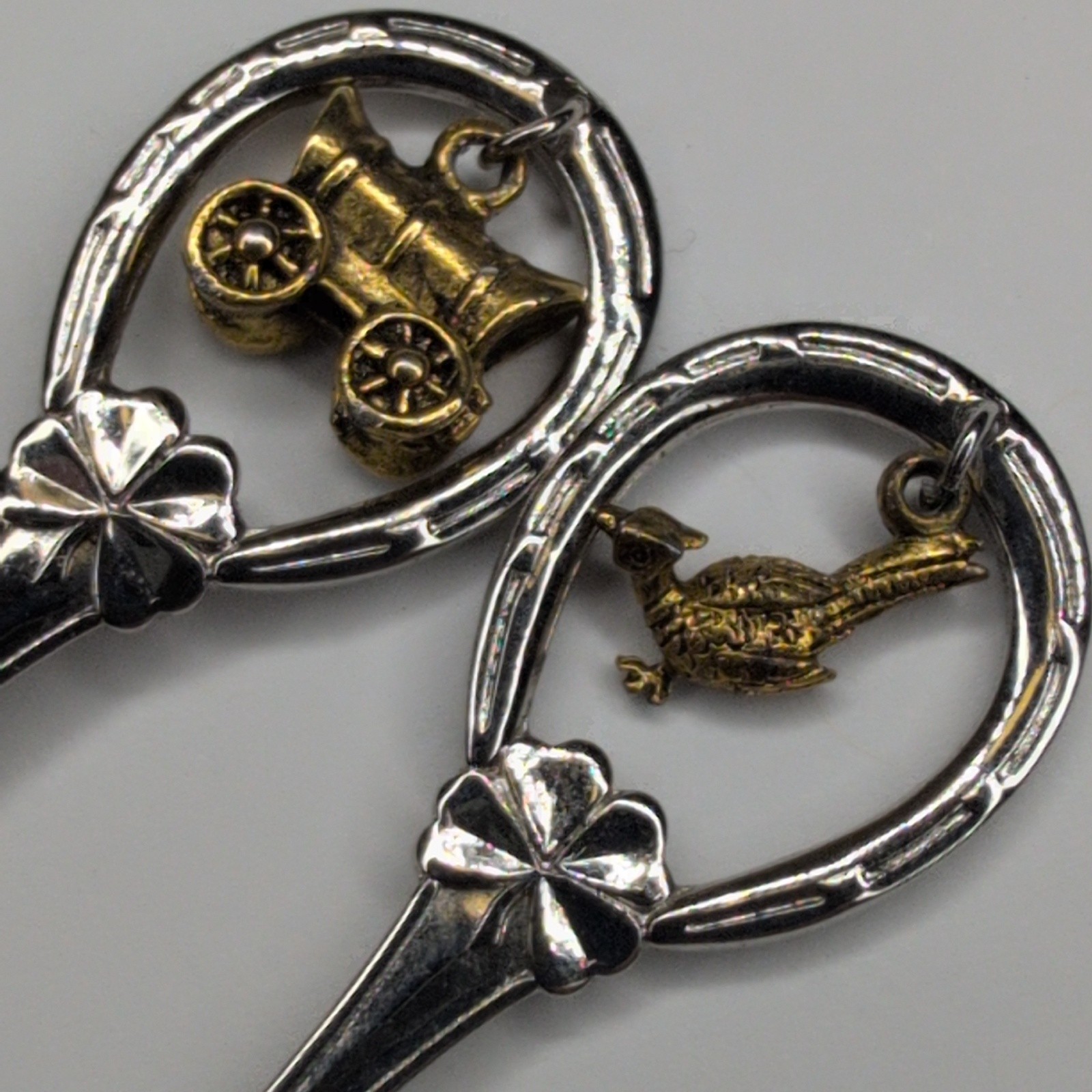 Nebraska & South Dakota Collectible Souvenir Spoons Wagon Bird Charms Silver E4