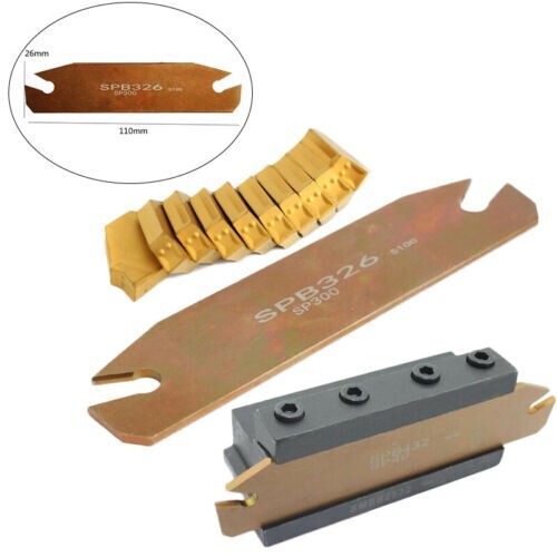10 Pcs GTN-3 SP300 Insert Lathe Cut Off Grooving Parting Tool Holder SPB26 -3