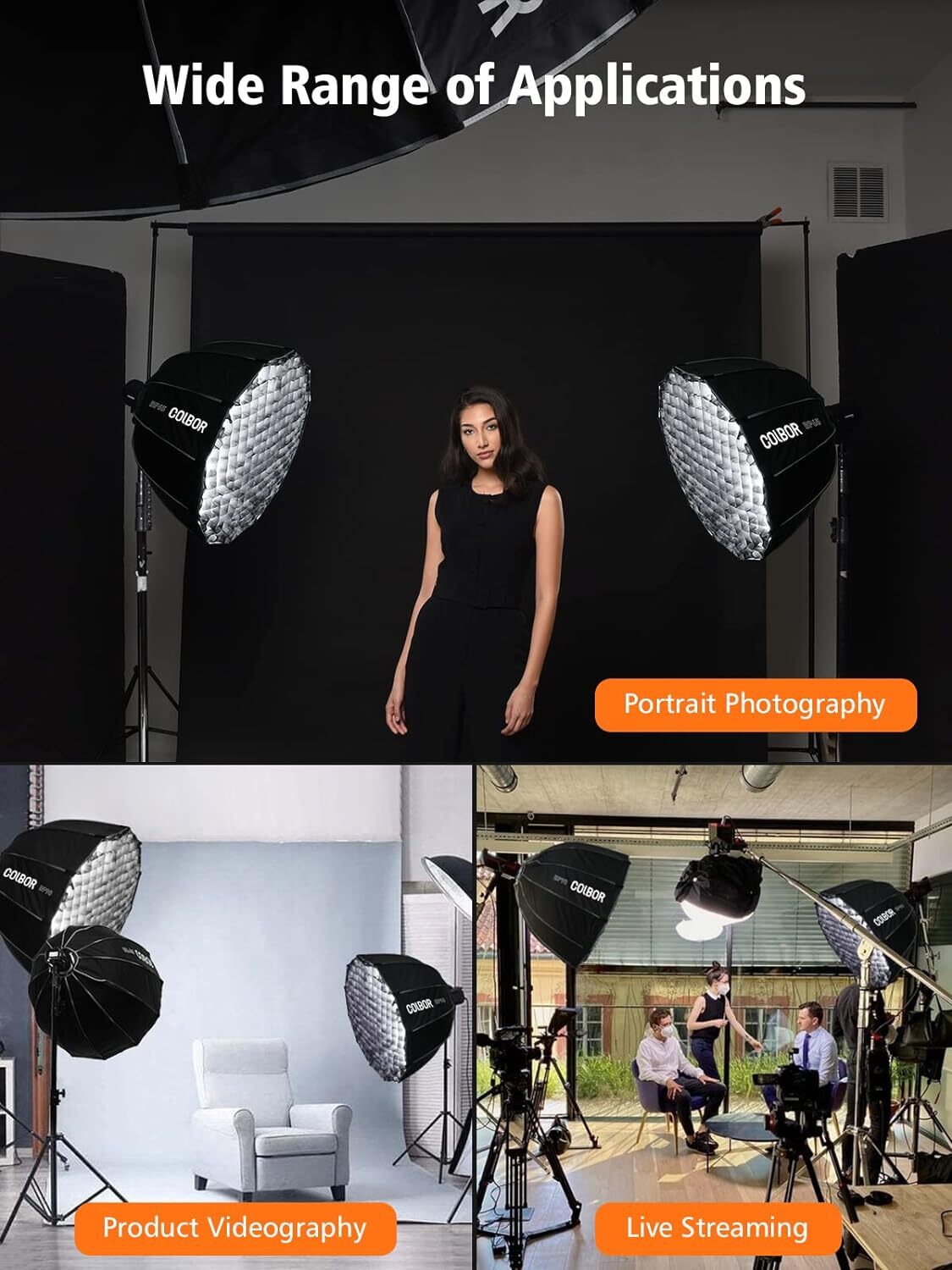 Parabolic Softbox COLBOR 90cm Quick Set up Quick Release for CL220/CL330 Series