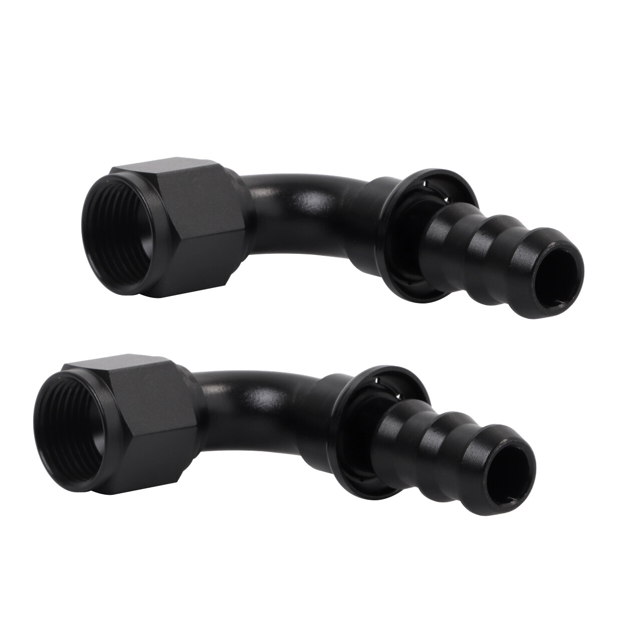 LokoCar 6AN 8AN 10AN Push Lock Hose Fitting End 0° 45° 90° Degree Black 2PCS