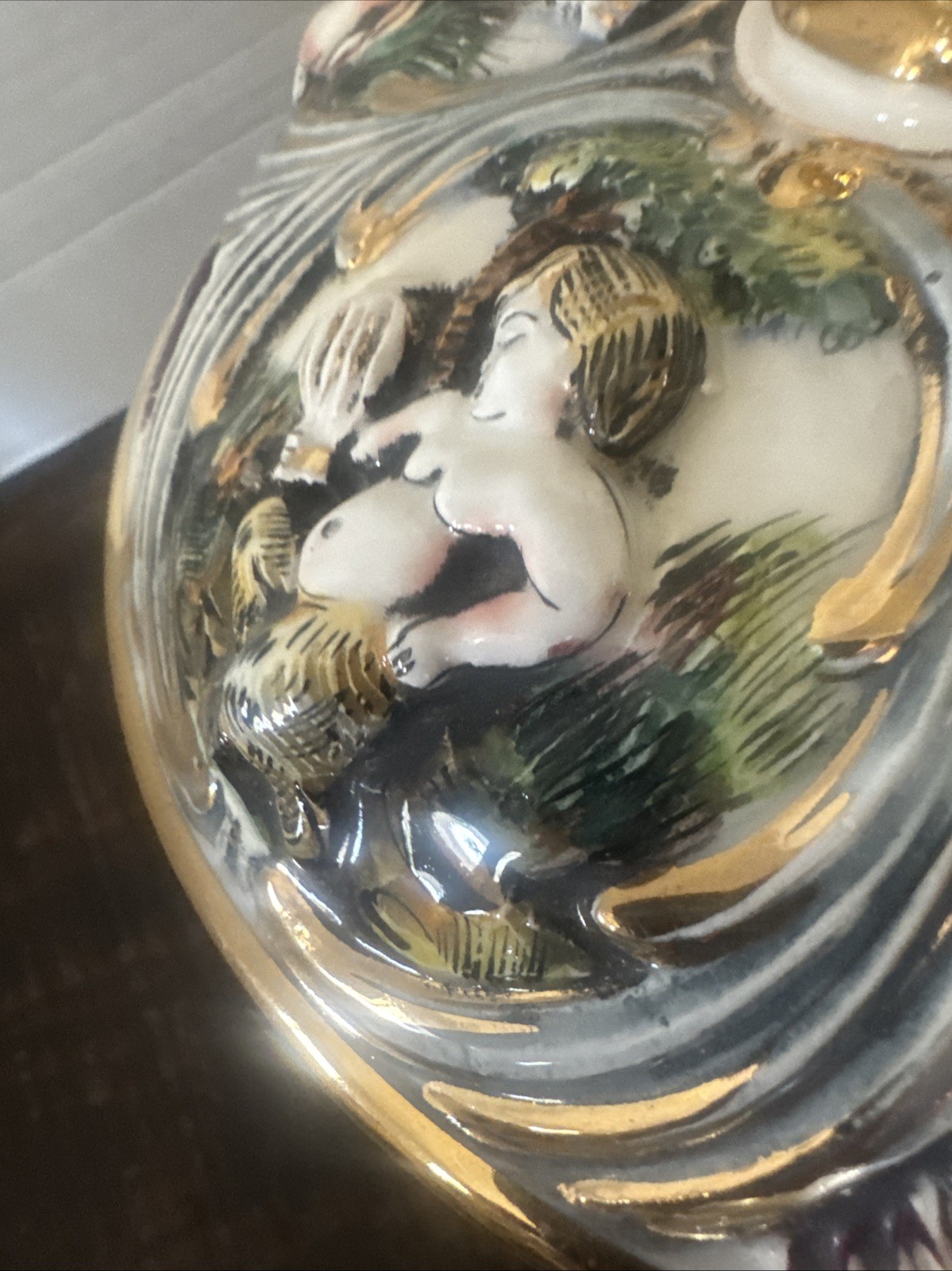 Capodimonte Porcelain Cherubs Putti Candy Dish Bowl Lidded Footed Italy