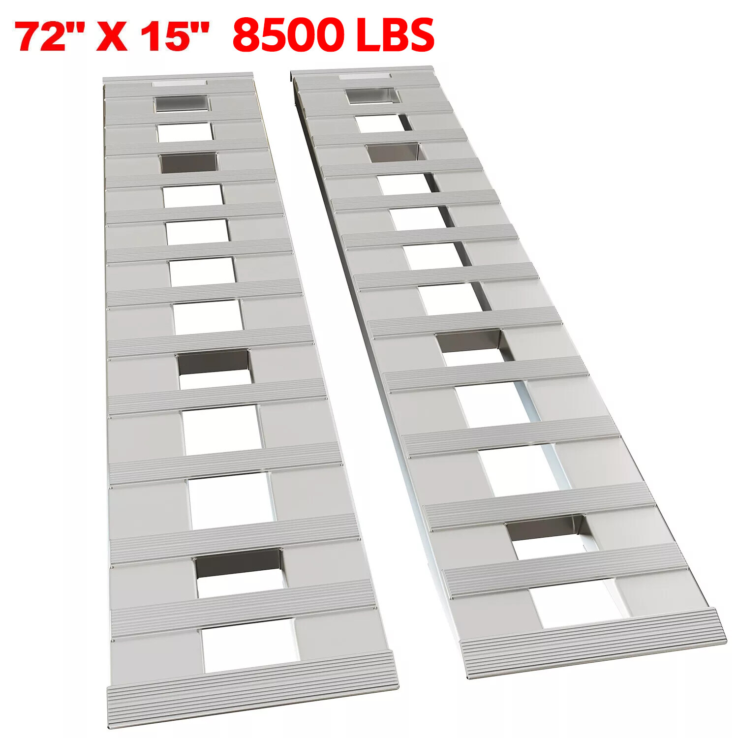72" X 15" 8500 LBS ALUMINUM Hook Ramp CAR TRUCK TRAILER Auto Hauler Pair 6FT
