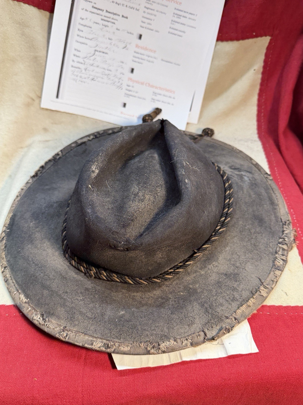 ID’D JOSEPH PERKINS CIVIL WAR 49TH COLORED TROOPS SLOUCH HAT CAP KEPI WITH PROV.