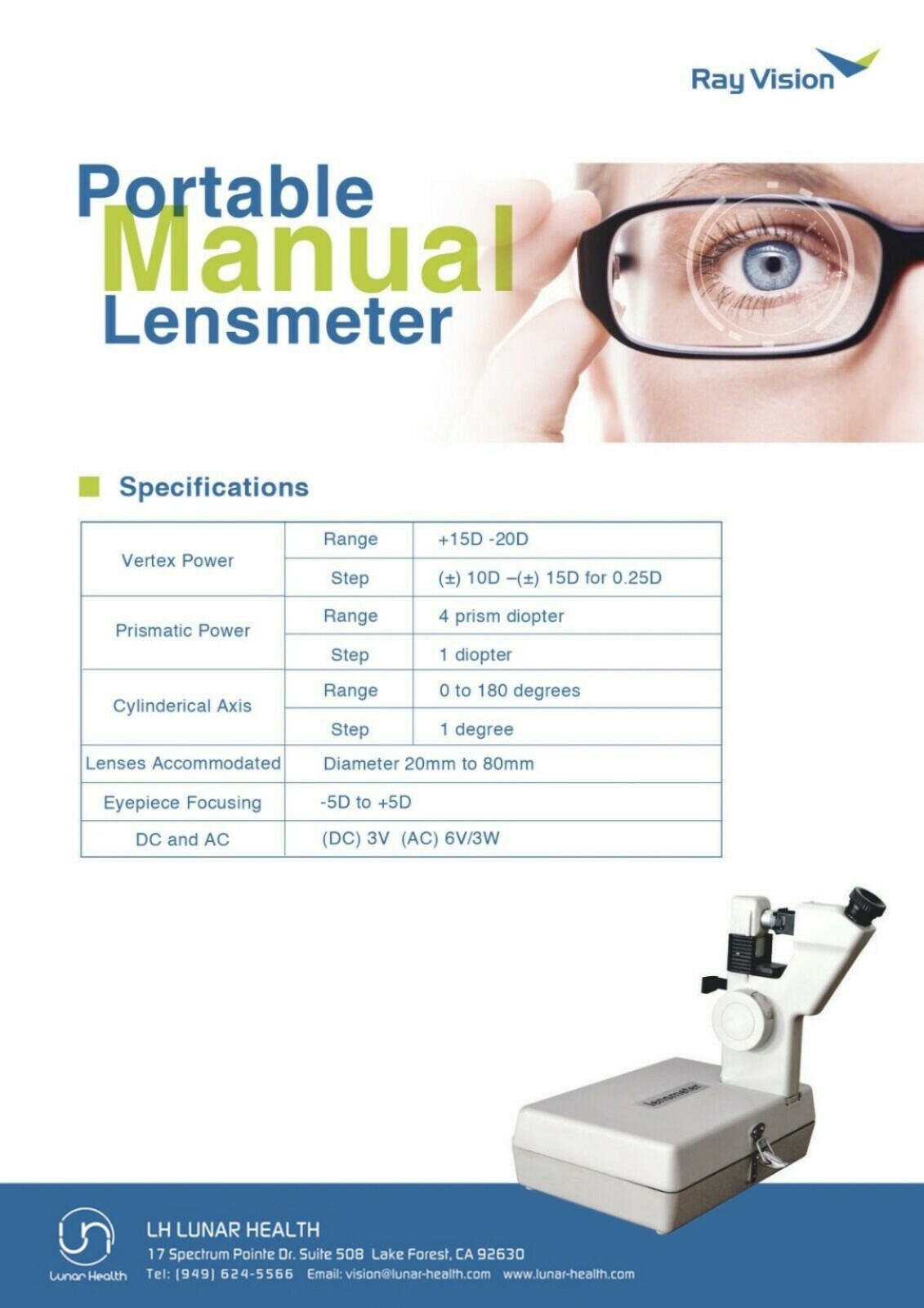 Portable Manual Lensmeter NJC-1 Focimeter Lensometer Optometry Optic Machine