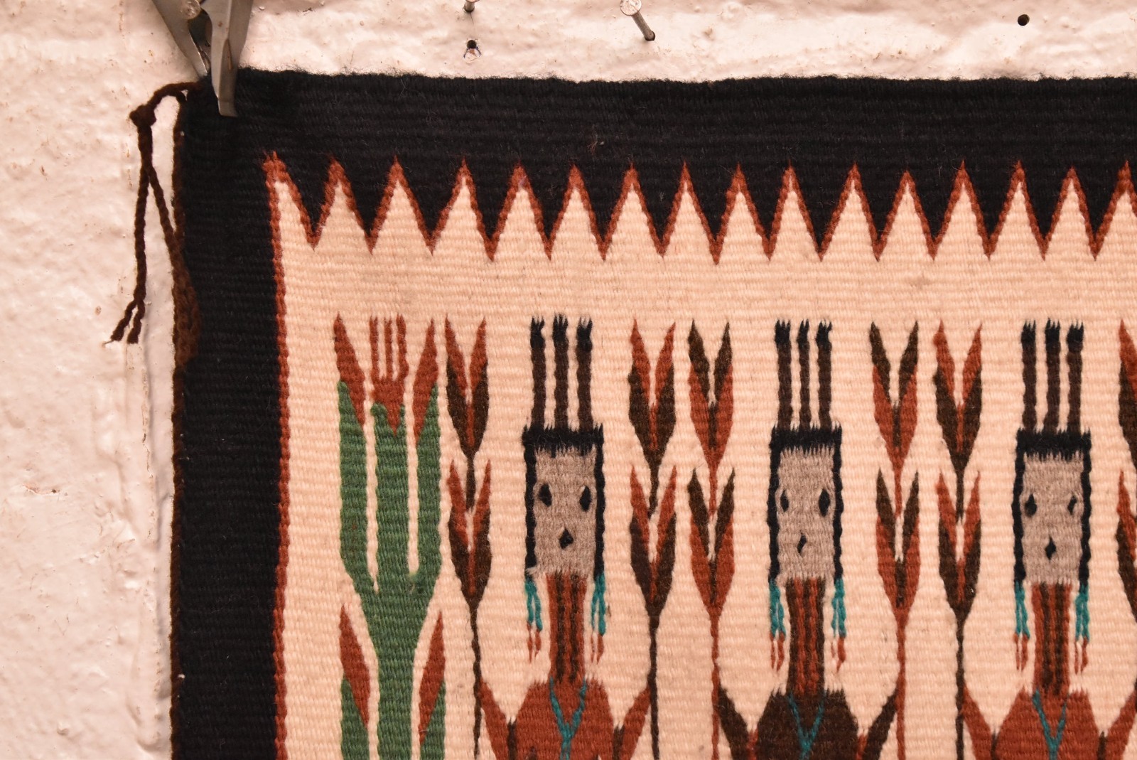 Antique Navajo Rug Native American Indian Yei Pictorial Weaving 27x22 Textile