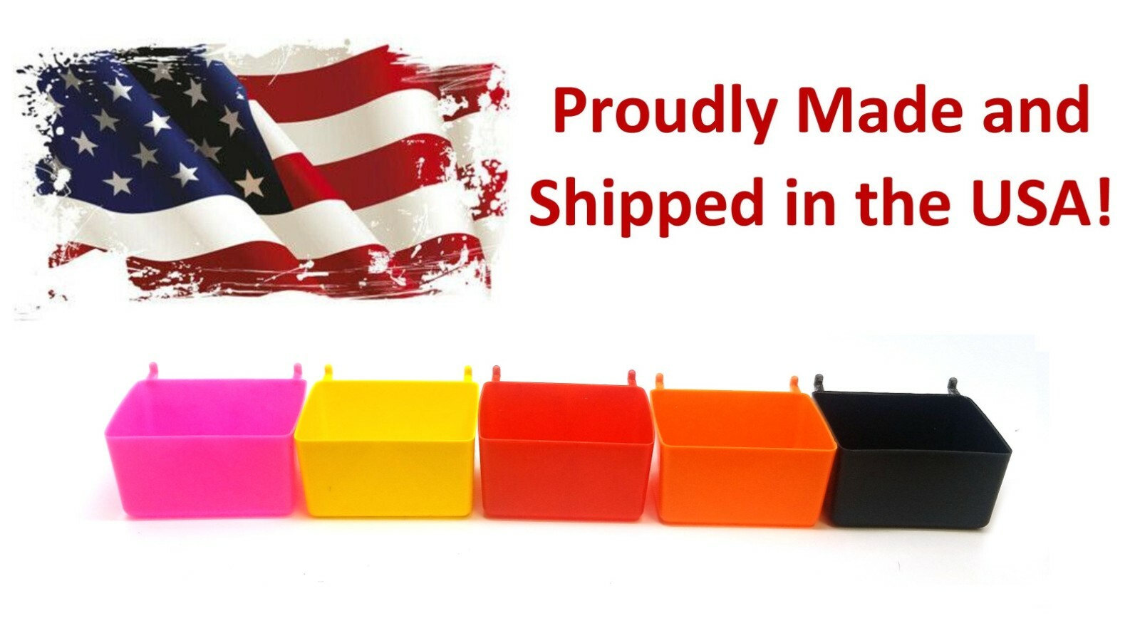 Small Plastic Pegboard Storage / Part Bins - Black Pink Orange Red or Yellow