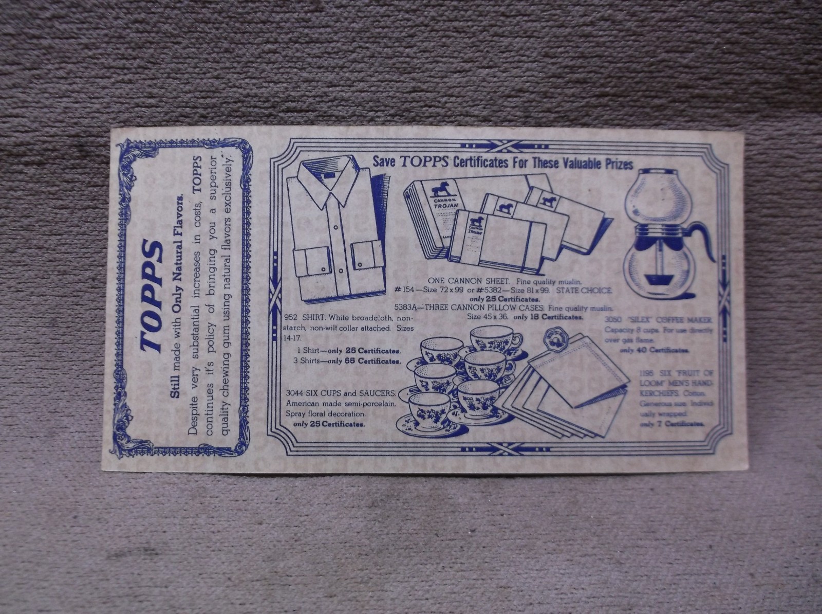 VINTAGE COLLECTIBLE 1945 TOPPS CHEWING GUM US VICTORY STAMPS 1/2 CERTIFICATE