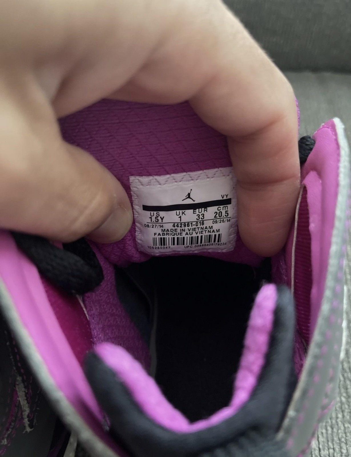 Jordan 7 Retro Shoes Youth Size 1.5Y Gray Pink Basketball Kids 442961-018