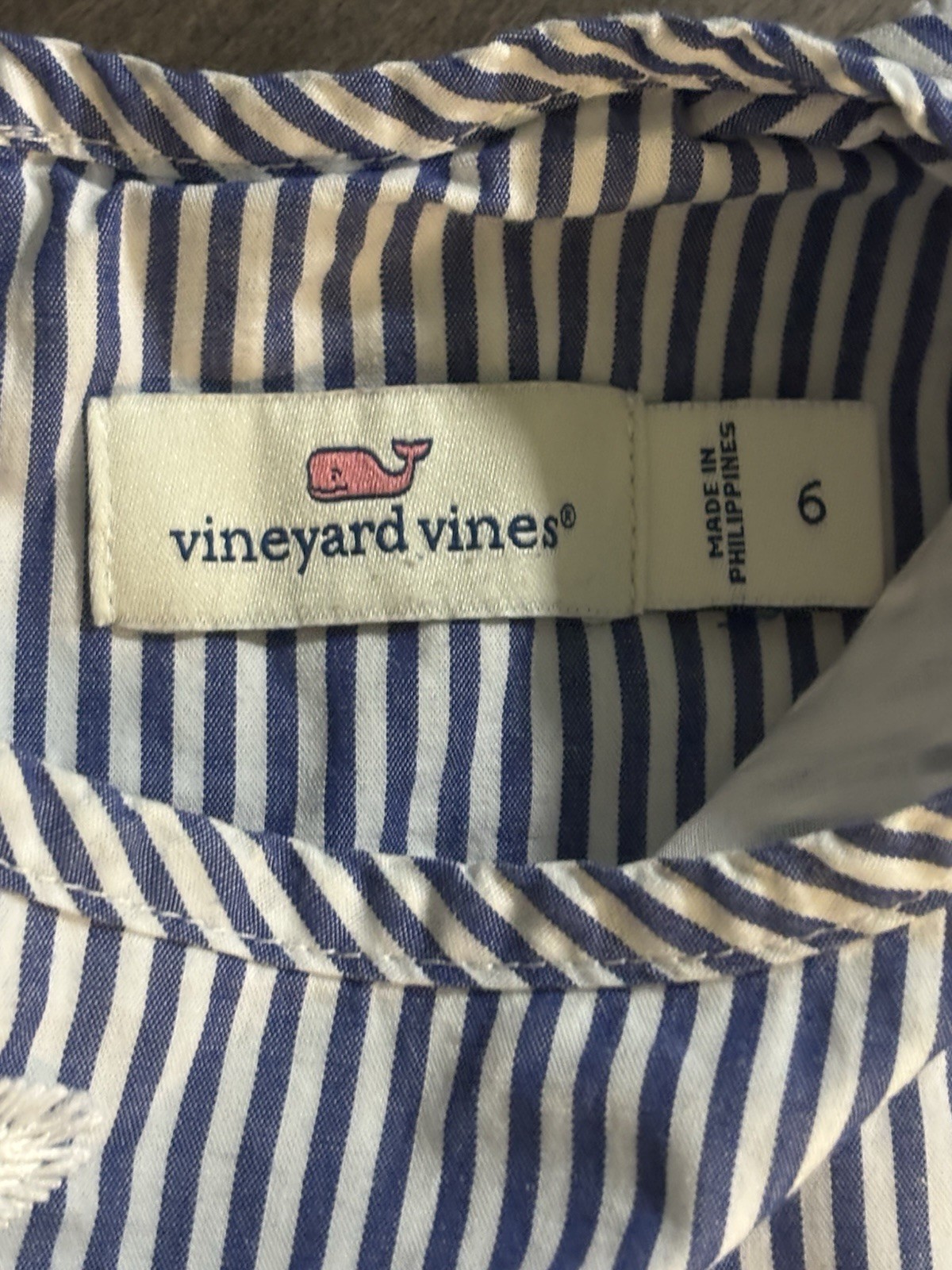 Vineyard Vines Blue & White Stripped Stars Lined Dress 4th Of July Size 6 LN