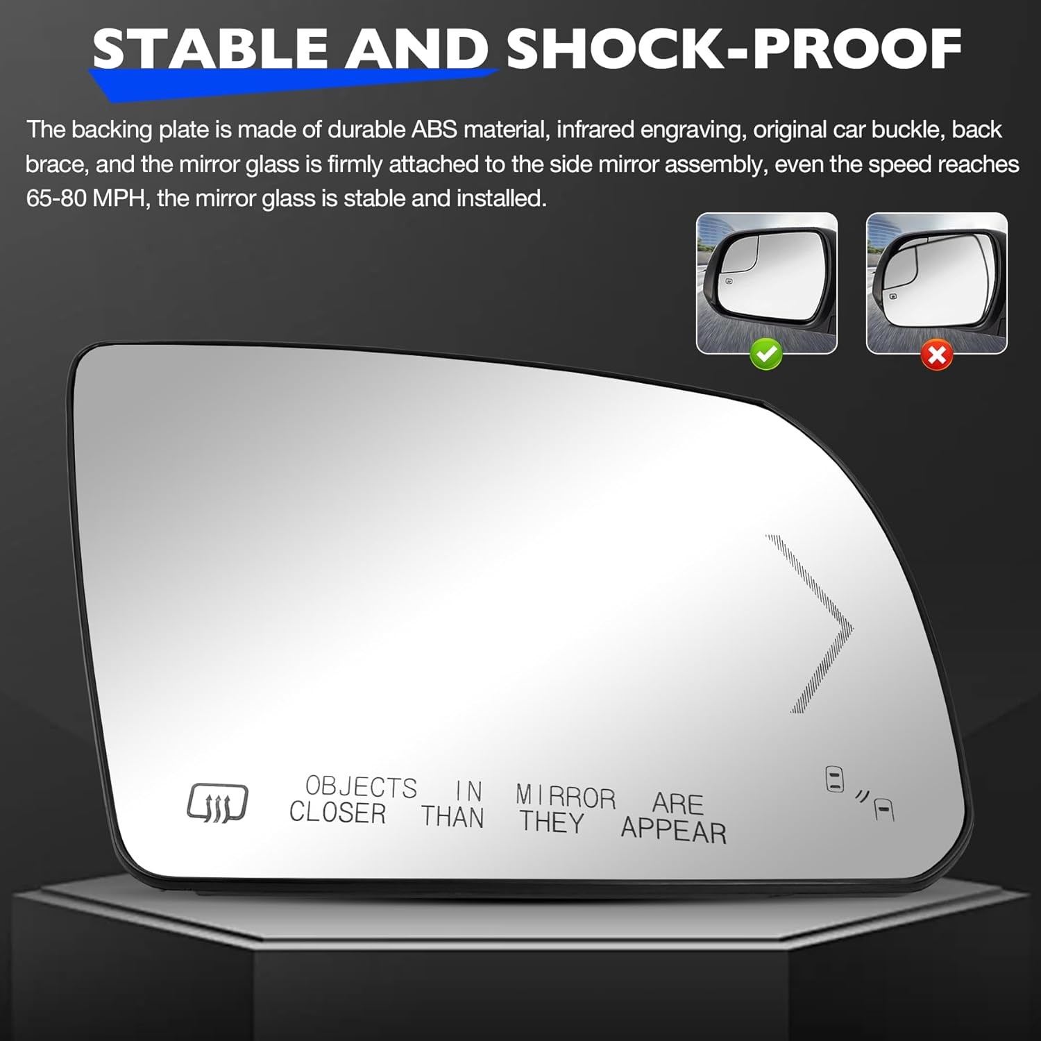 Right Passenger Side Heated Mirror Glass w/ BSM Signal For 02-20 Toyota Tundra