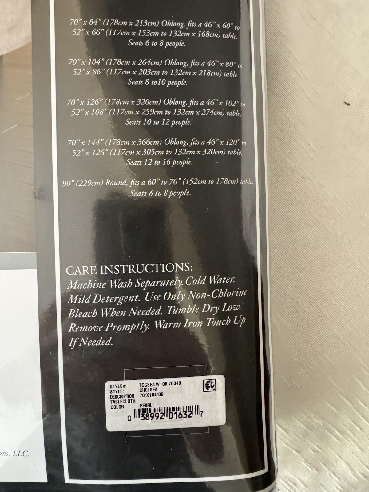 $70 NEW PEARL CHELSEA WATERFORD LINENS TABLECLOTH Oblong 70”x104” 8 To 10 Seats