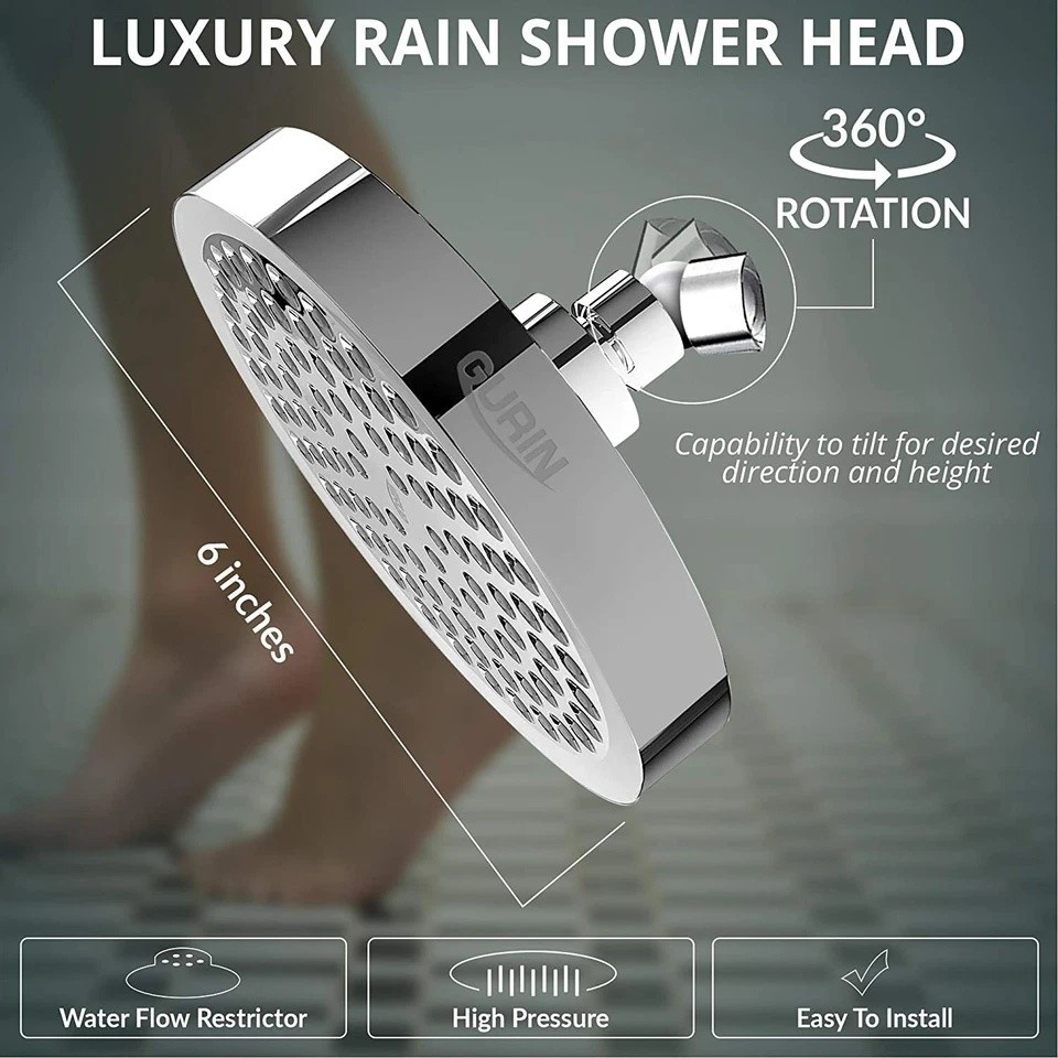 Luxury Shower Head High Pressure Rain Bathroom Chrome Showerhead Adjustable