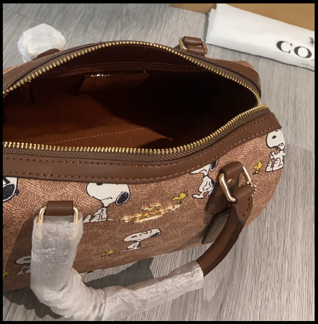 COACH CBM33 Rowan Satchel Bag Peanuts Snoopy Signature Coated Canvas Outlet New