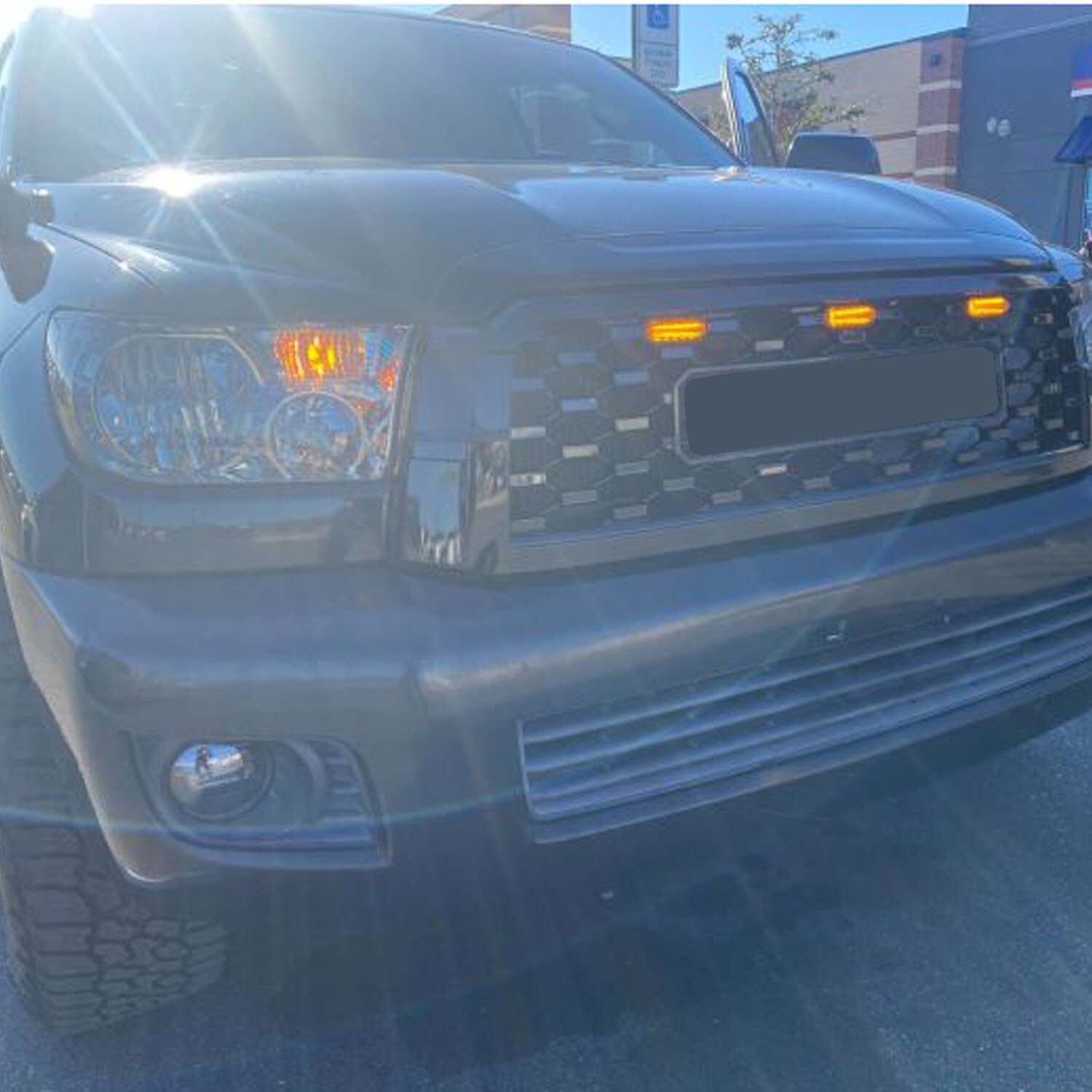 TRD Pro Style Grille for 2010-2021 Toyota Sequoia Matte Black Grill with LEDs