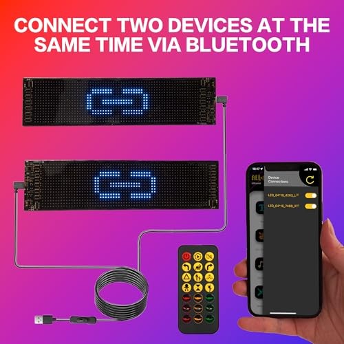 Devil Eyes LED Sign 2-Pack, Programmable LED Car Windshield 23.4×4.7 inch-2 PCS