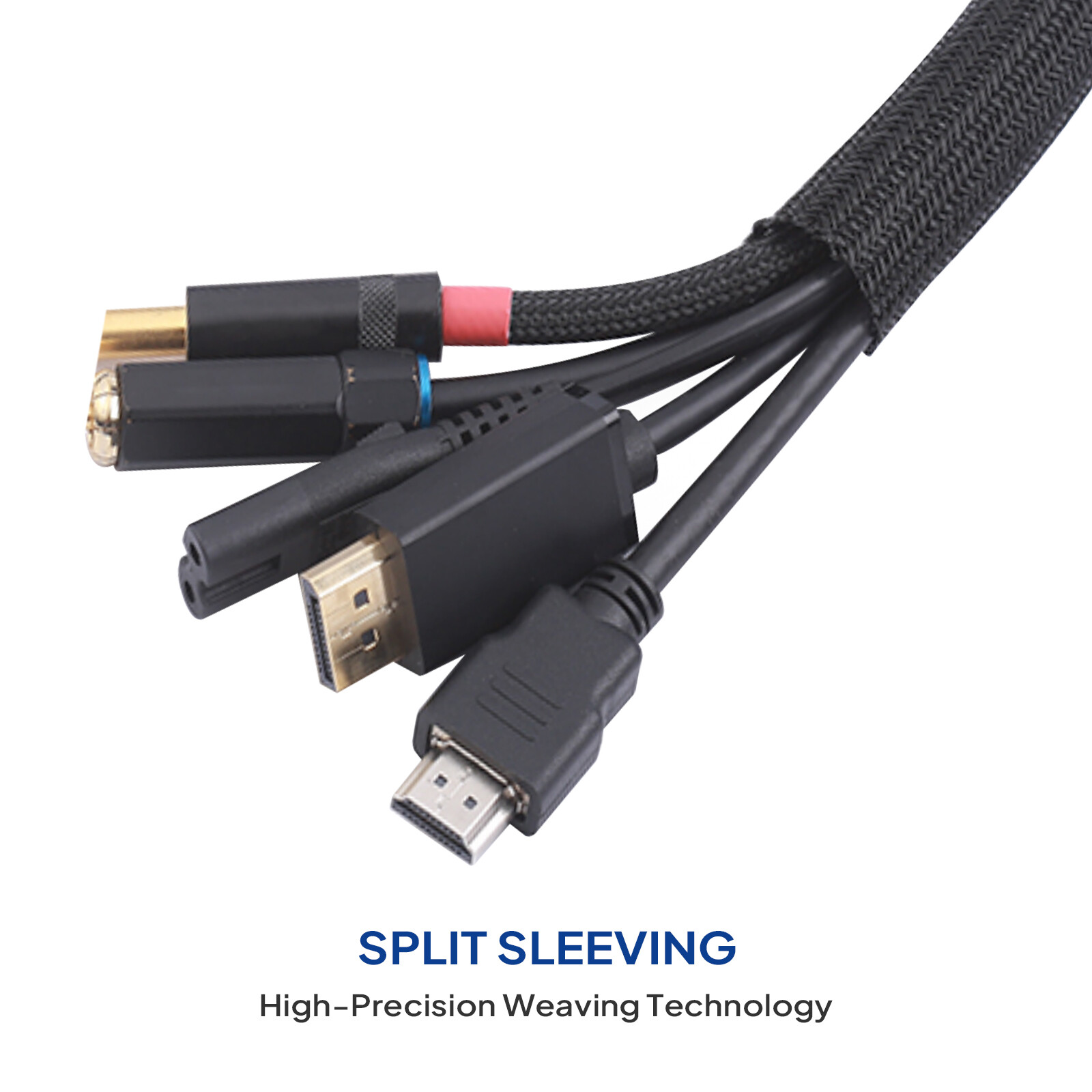 Braided Split-Sleeve Wire Loom for High-Temp Auto Harness Wrapping 5'&28'Length