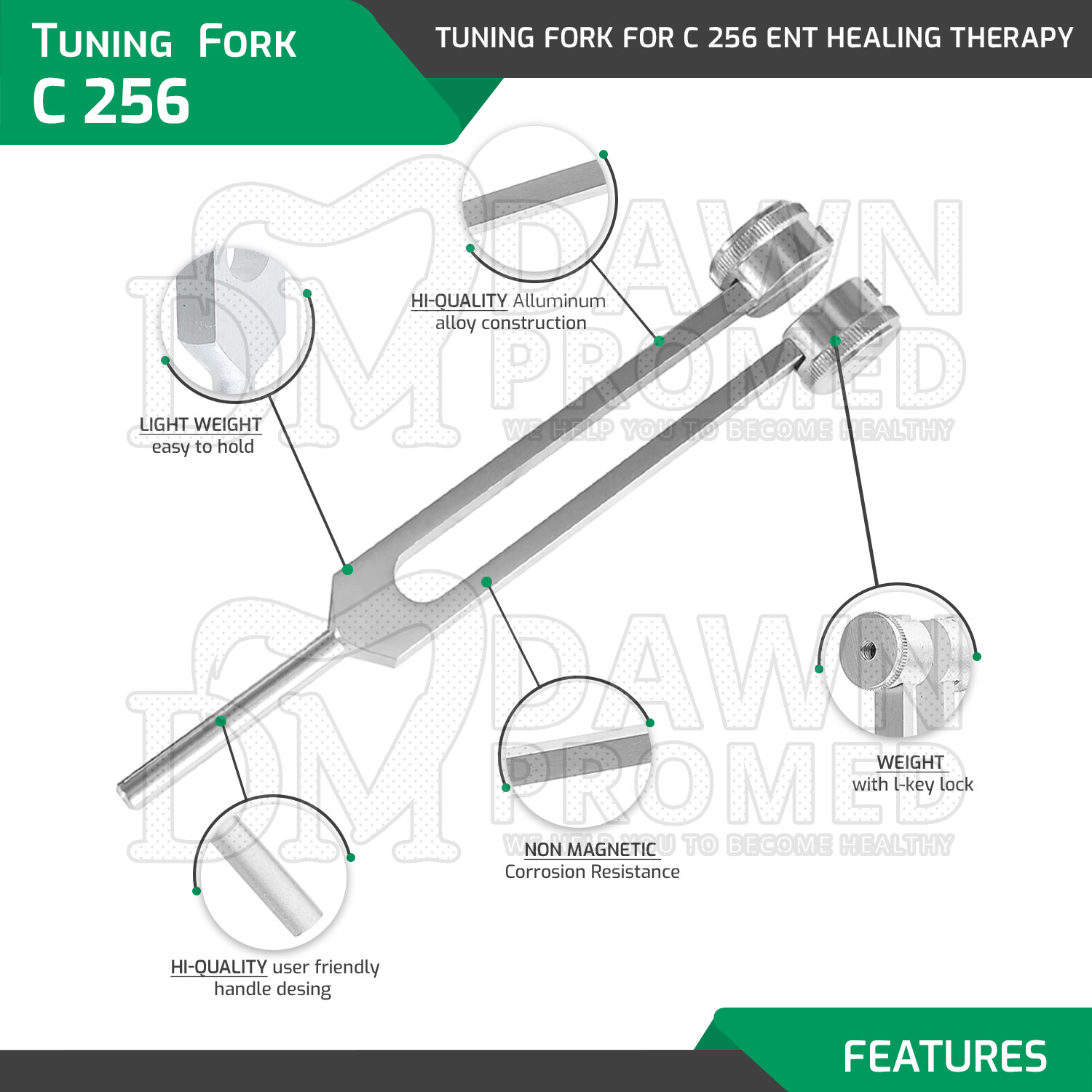 Tuning Fork Set of 3 Healing Therapy Medical Surgical Diagnostic Inst German Gr