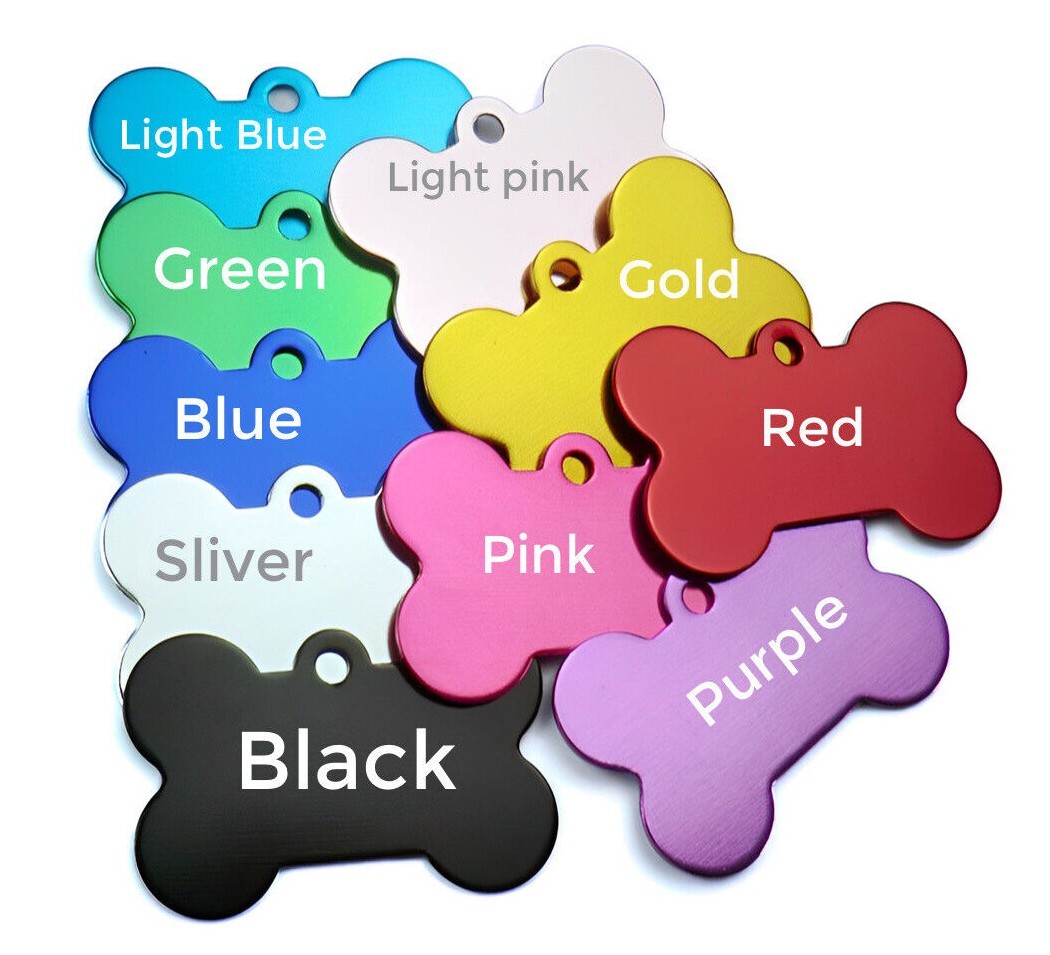 Pet Tags,Bone Aluminum Charm, Custom Personalized Engraved Dog Cat ID Name Tag